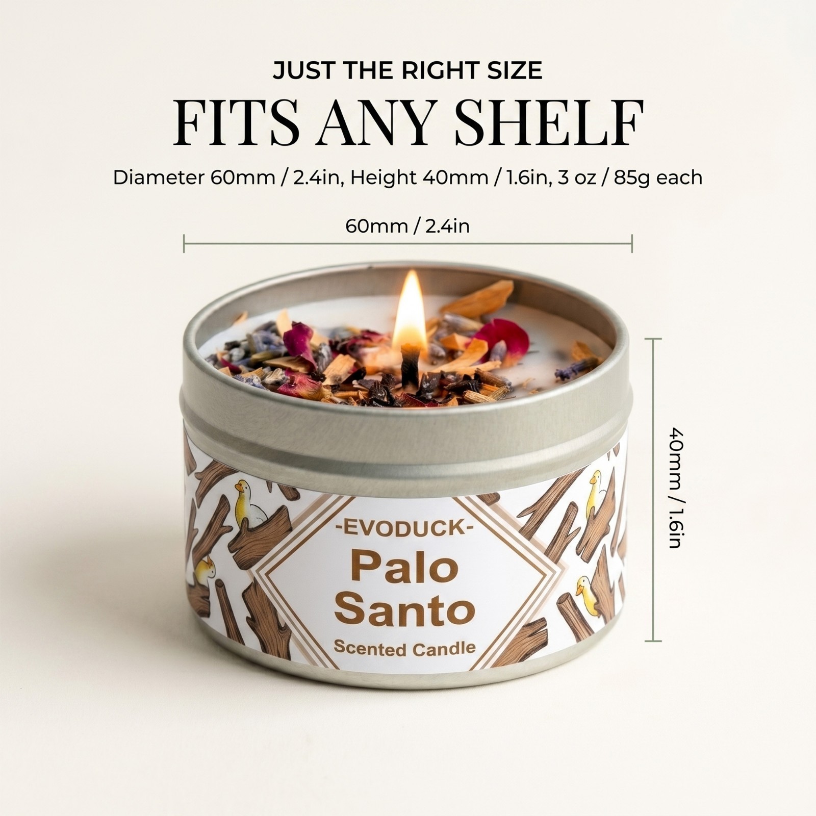 2 Pack Sage & Palo Santo Smudge Candle Soy Cleansing Dried Botanicals Gift Set
