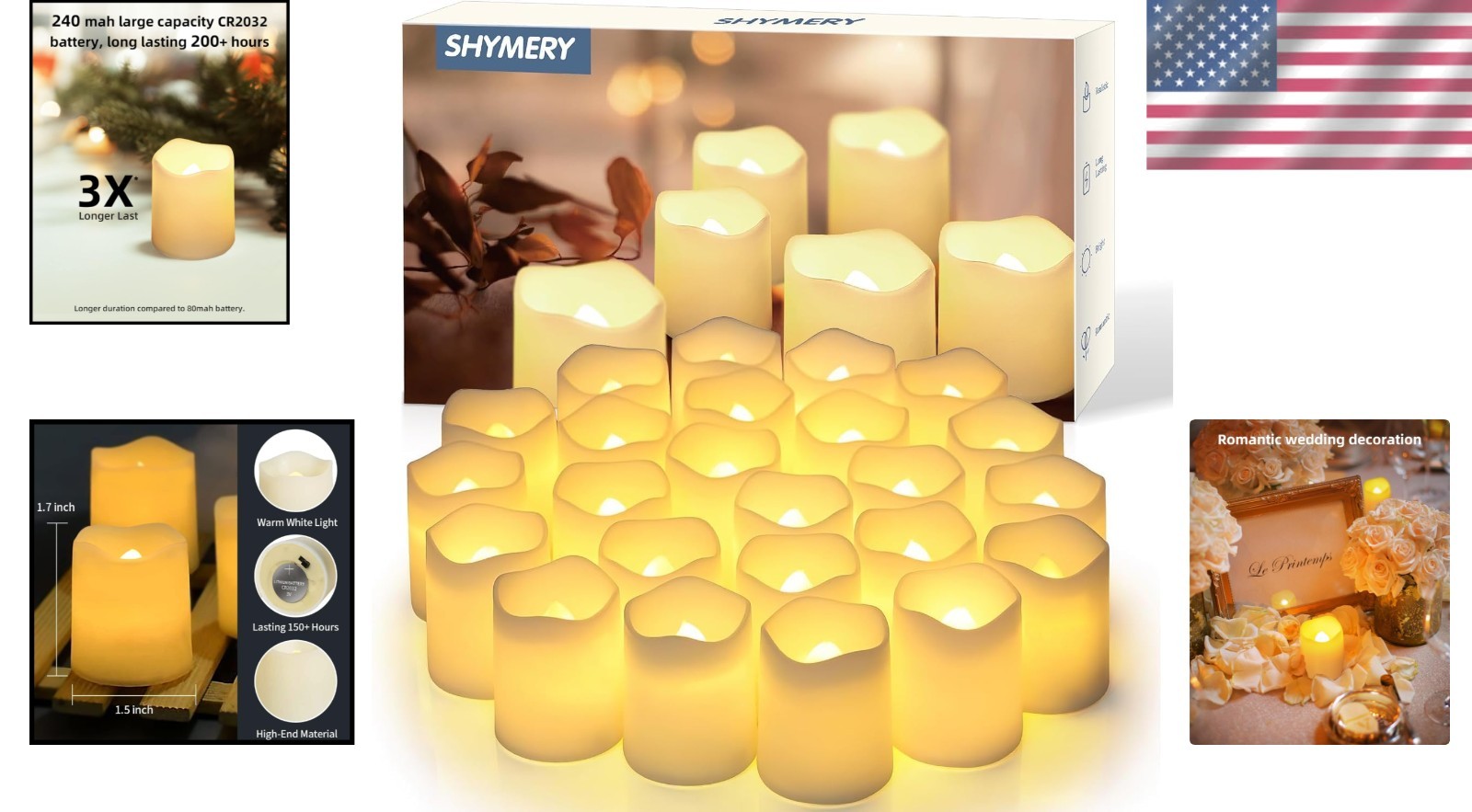 Safe Flickering LED Votive Candles – 24-Pack, Perfect for Weddings & Events