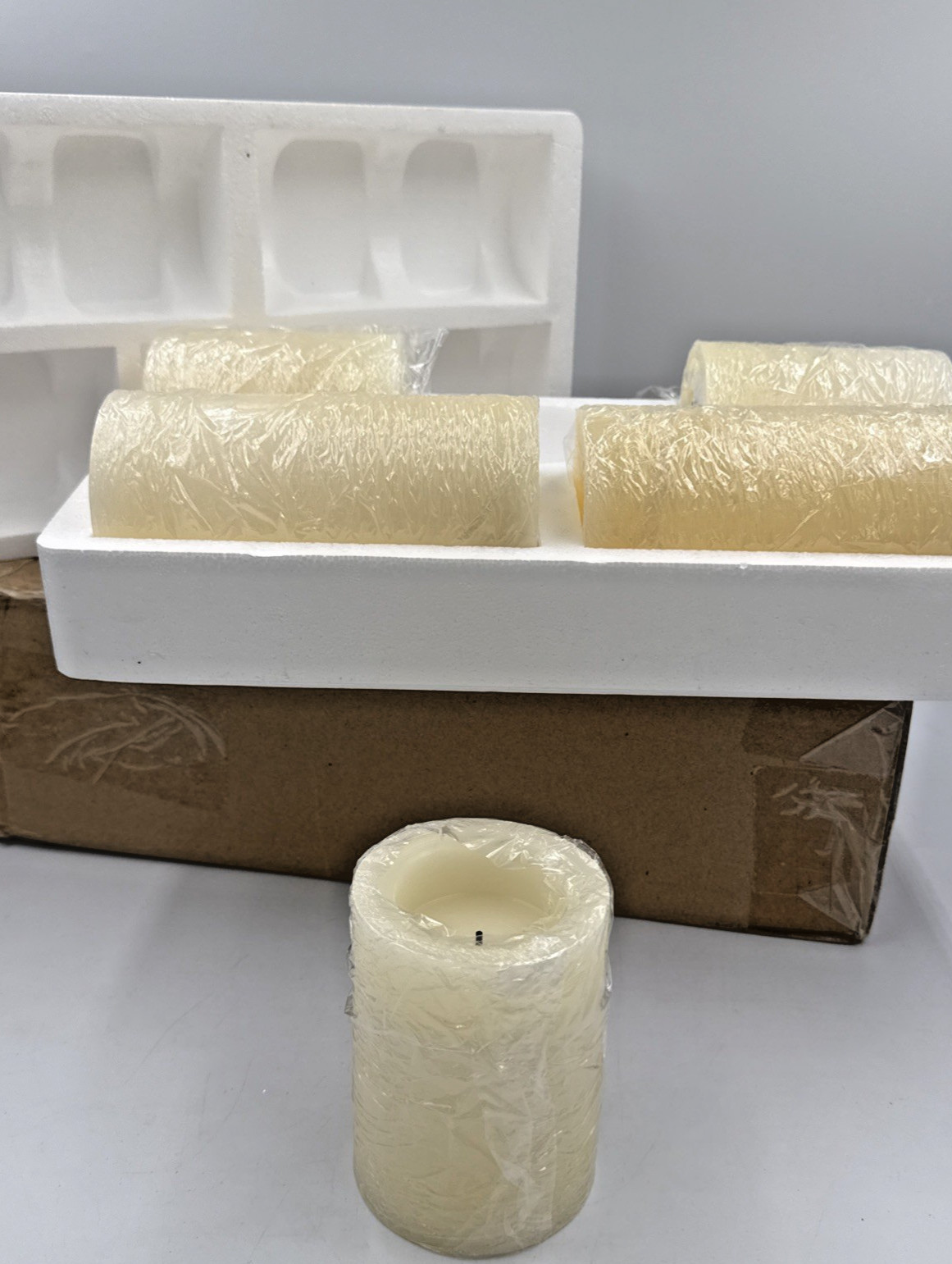 5-Pack Flameless LED Pillar Candles Real Wax Moving Flame Set NIB