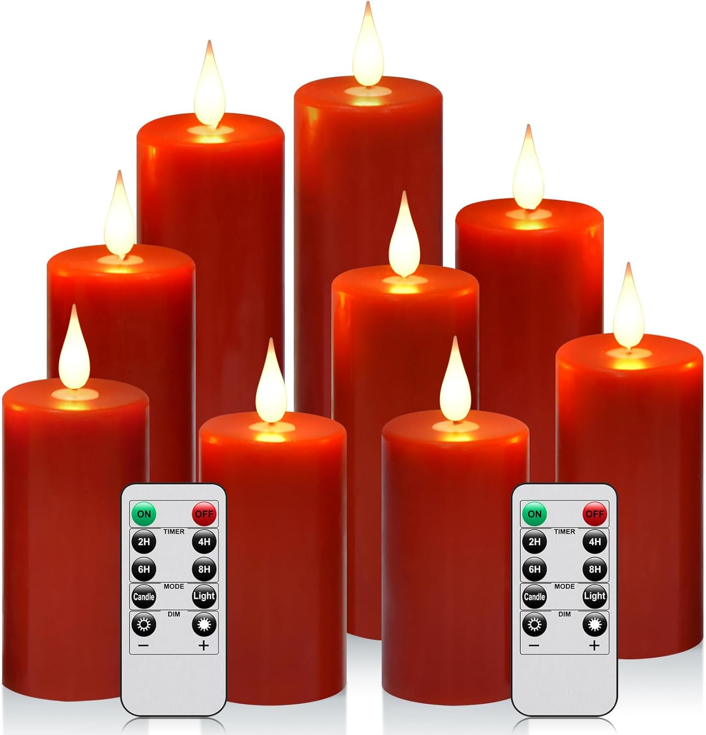 2PACK Outdoor Plastic Flameless Candles with Remote Control and Timer, LED Flick