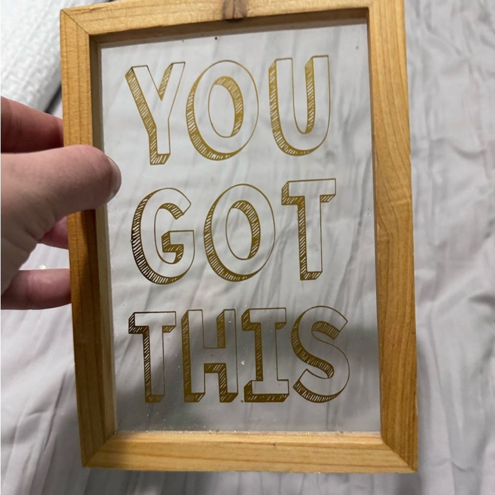 Target Wooden Framed Art with Gold Text