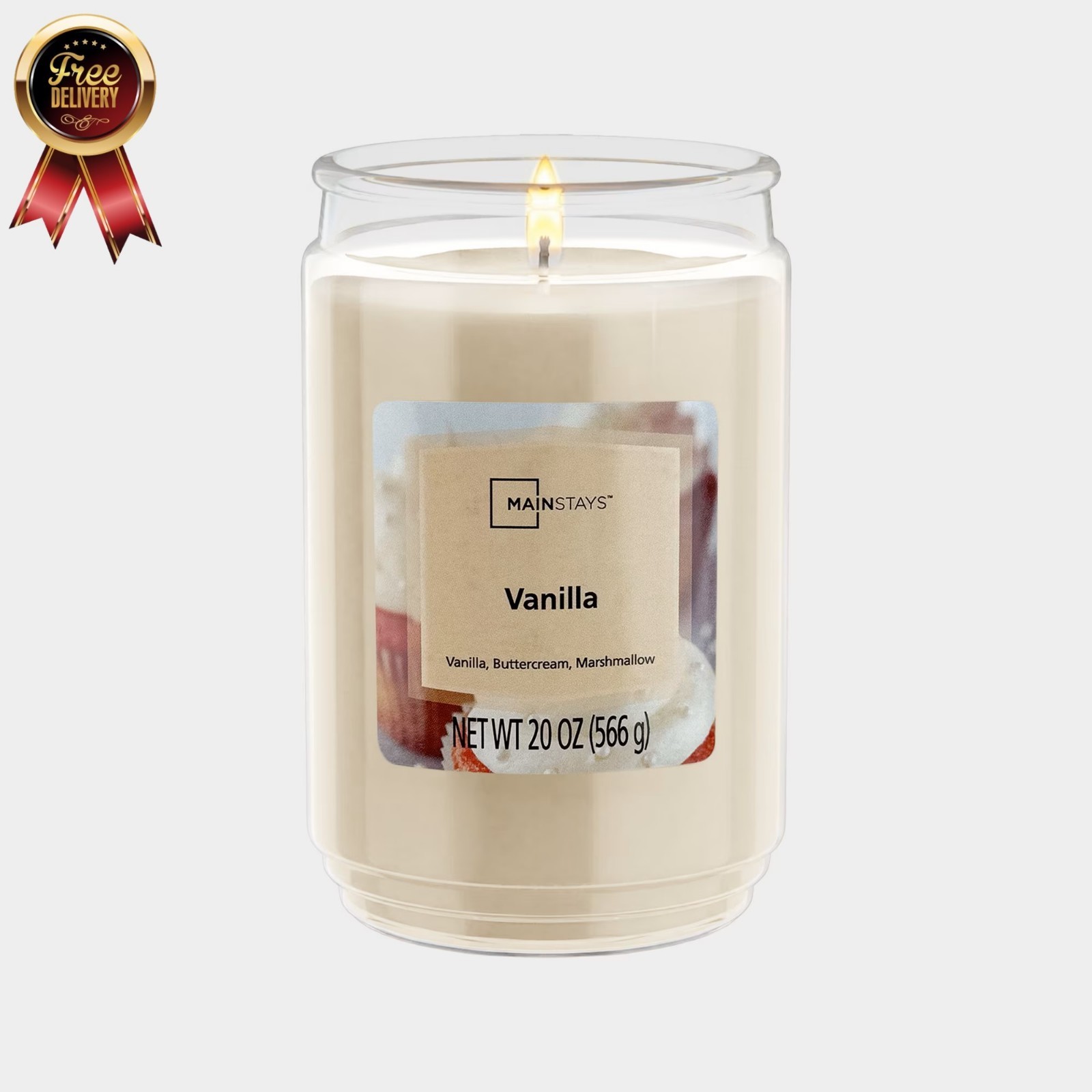 Mainstays Vanilla Scented Single-Wick Large Jar Candle, 20 Oz.