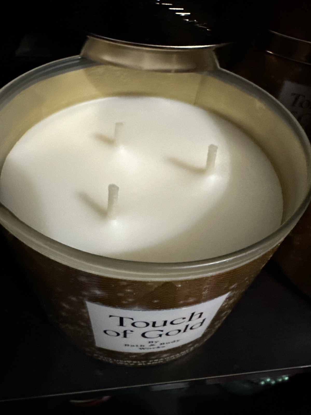 Lot of4 Bath & Body Works Touch Of Gold 3 Wicks Candle