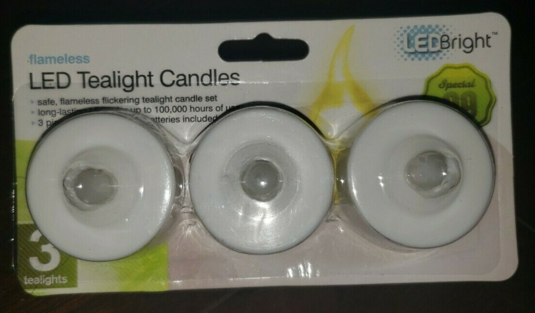 Lot (6)x LED-Bright 3 Pack Tealight Flickering Candles (Needs Battery – CR2032)