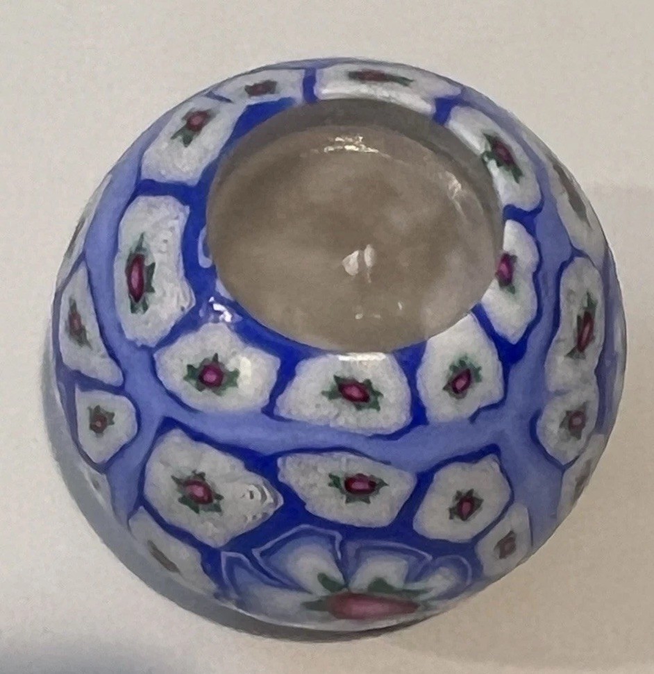 Lot Of 2 VTG 90s Glowing Candle Blue White Globe Candle Millefiori NEW!