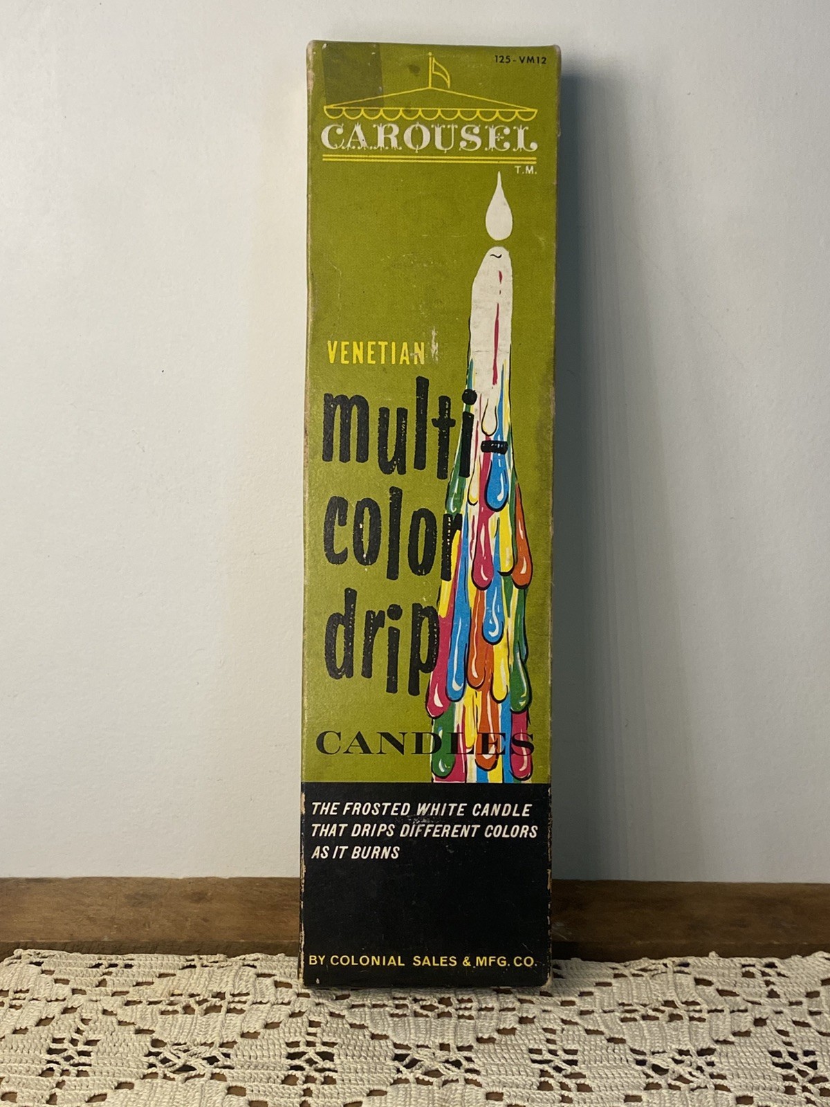 Vintage Venetian Drip Candle Multi-Color Rainbow 12” Taper Retro Home Decor (2)