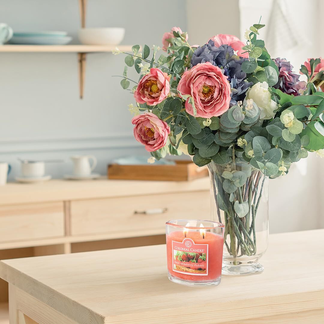 Fresh Strawberry Rhubarb Scented Jar Candle 2 Wick 3.5 oz Mottled Wax
