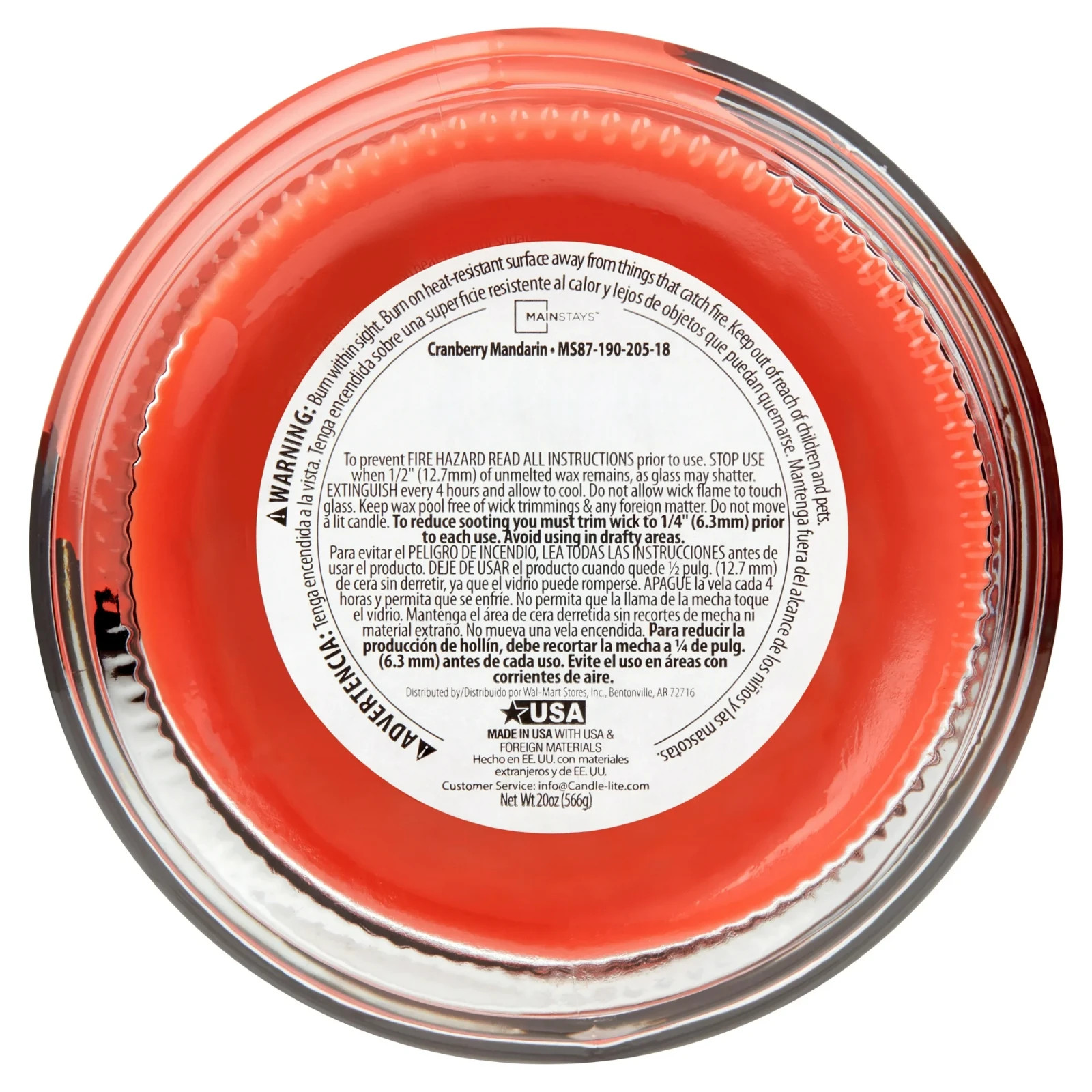 Mainstays Single-Wick Scented Glass Jar Candle, Cranberry Mandarin, 20oz.