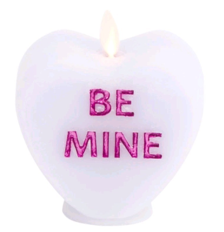 Luminara Real Flame-Effect Candle Be Mine Lavender Heart Shaped Valentine’s Day