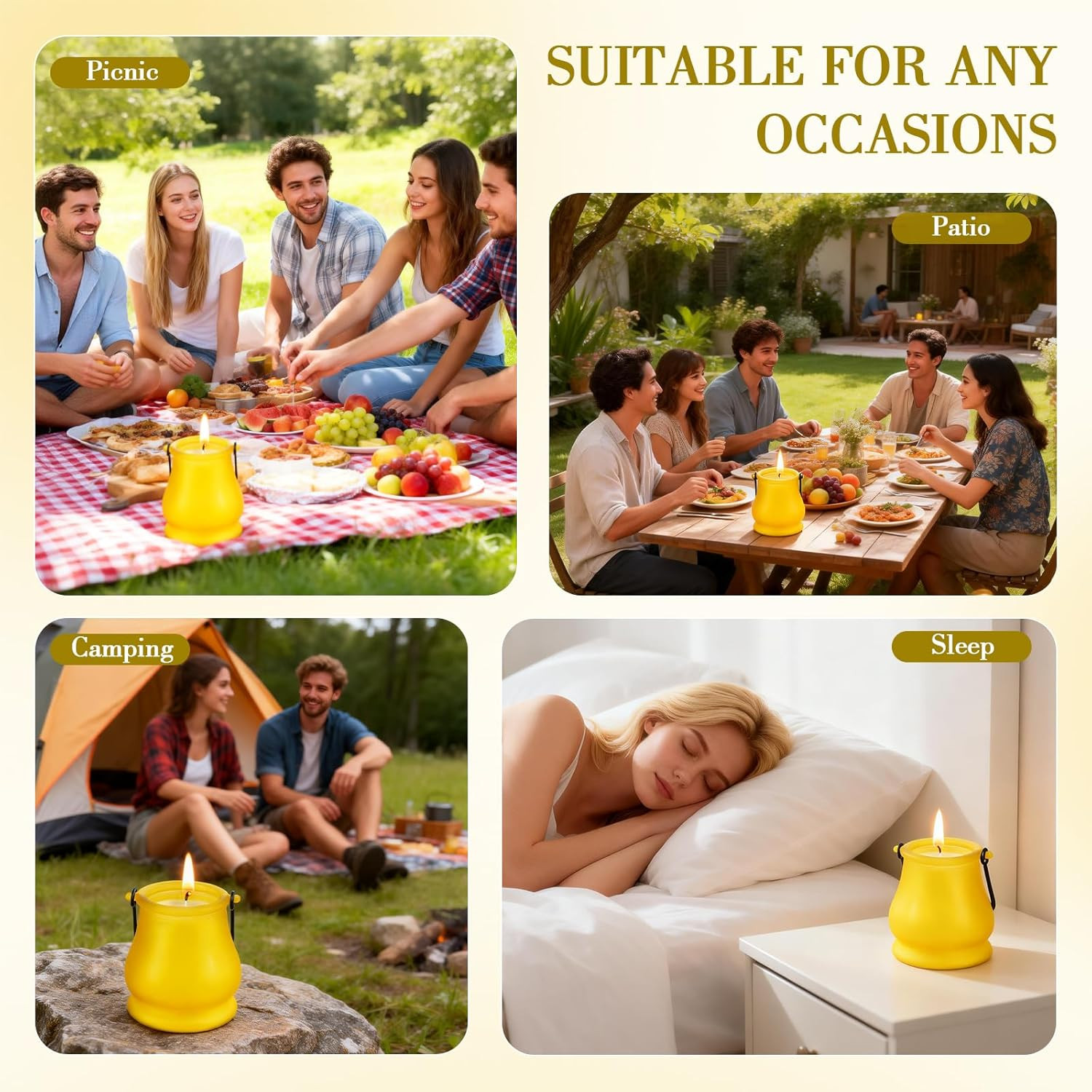 Citronella Candles Outdoor, 2 Pack 20Oz Soy Wax Large Citronella Candles, 120 Ho