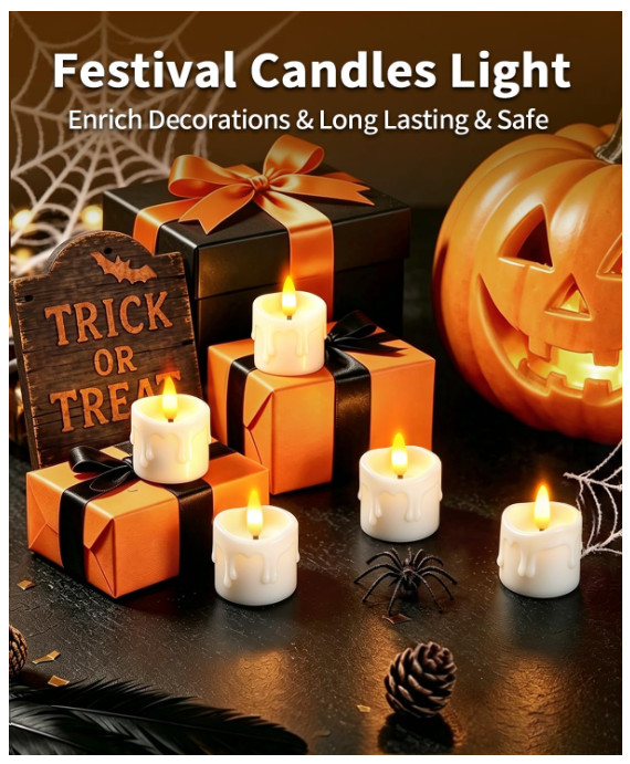 6 Pcs Rechargeable Tea Lights Candles with Charging Base and Remote Timer | 1.5″