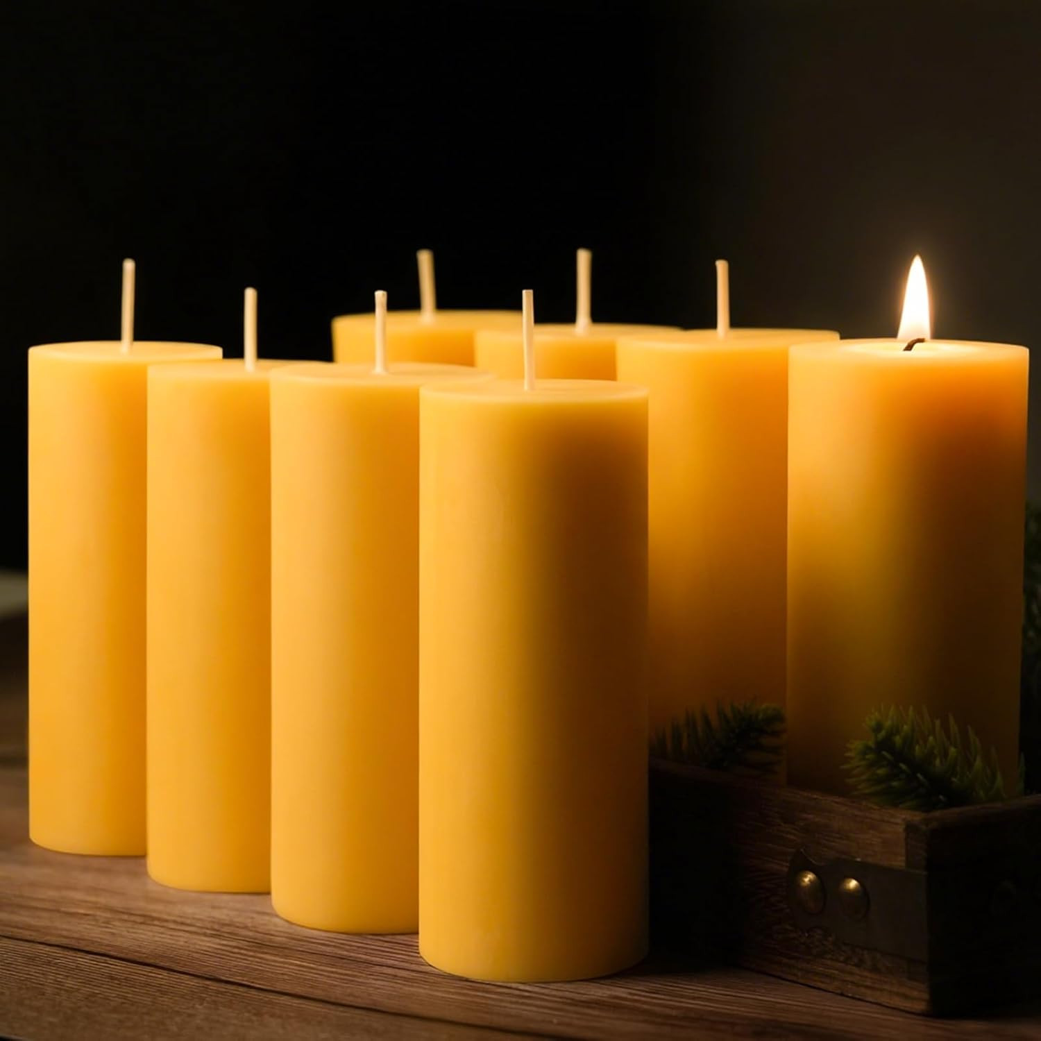 8 Packs Beeswax Candles, 2X5 Inch Natural Beeswax Pillar Candles, 400-Hour Total
