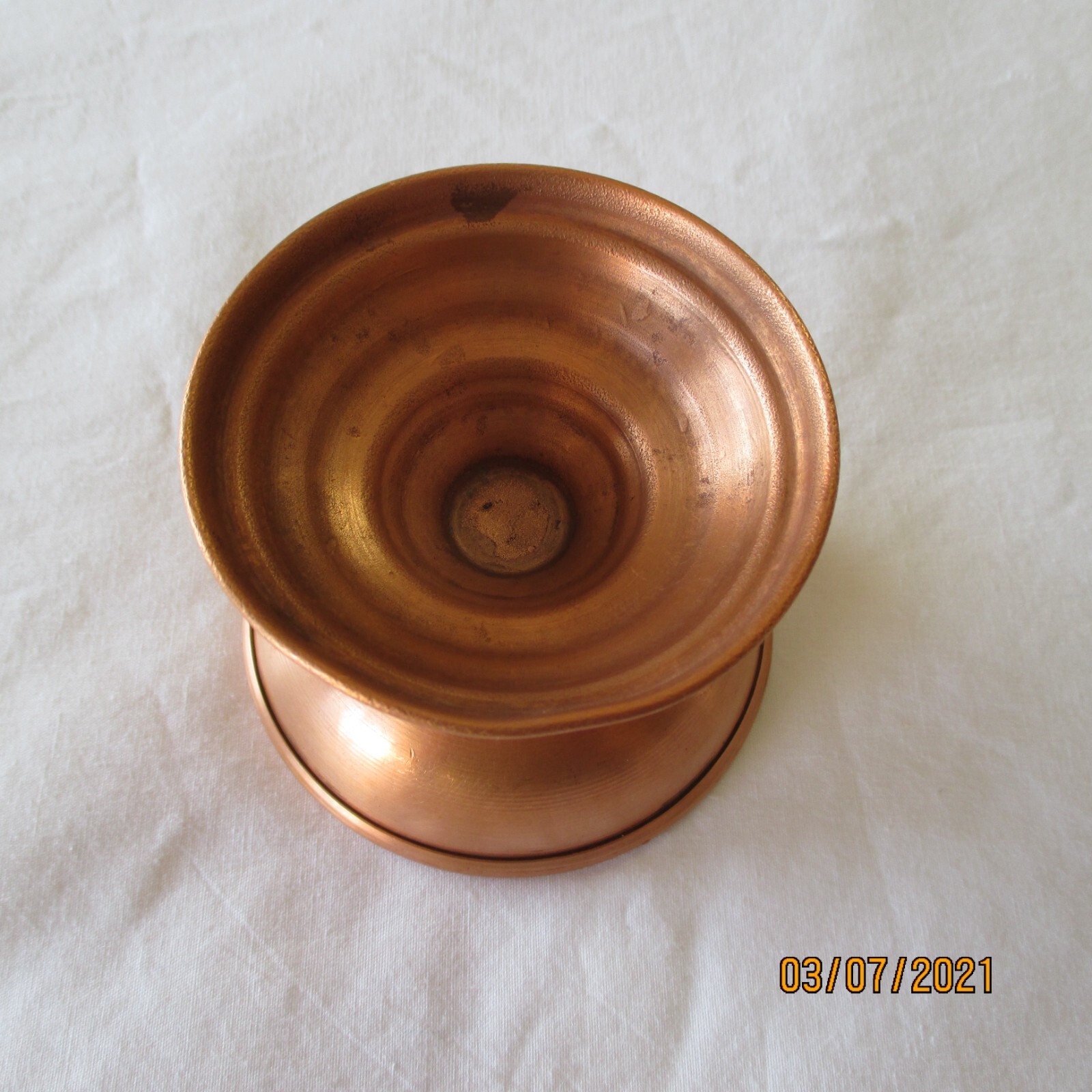 Copper DIYA Diva Butter Lamp Puja ARATI From INDIA HUGE Diya POOJA Prayer WIDE