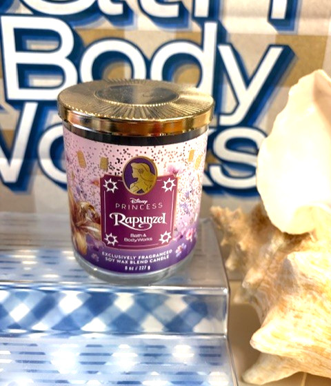 NEW! Bath & Body Works DISNEY PRINCESS RAPUNZEL Single Wick Candle w/Disney Lid