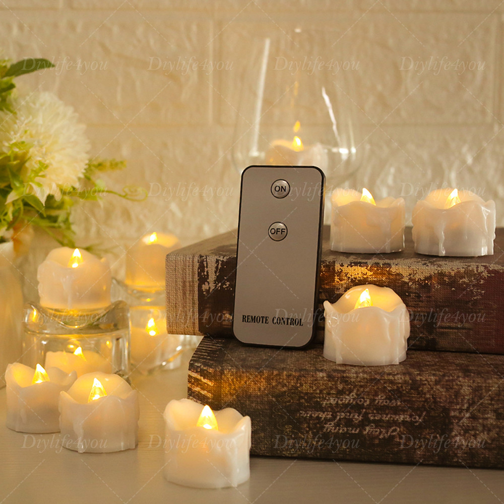 12Pcs Flameless LED Candle Tea Lights Flicker w/ Remote Control Battery Operated