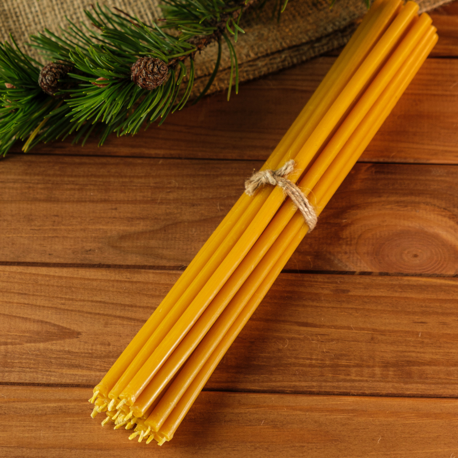 50 Pack Pure Beeswax Taper Candles 11.6″x0.33″ Slim Long Orthodox Church Prayer