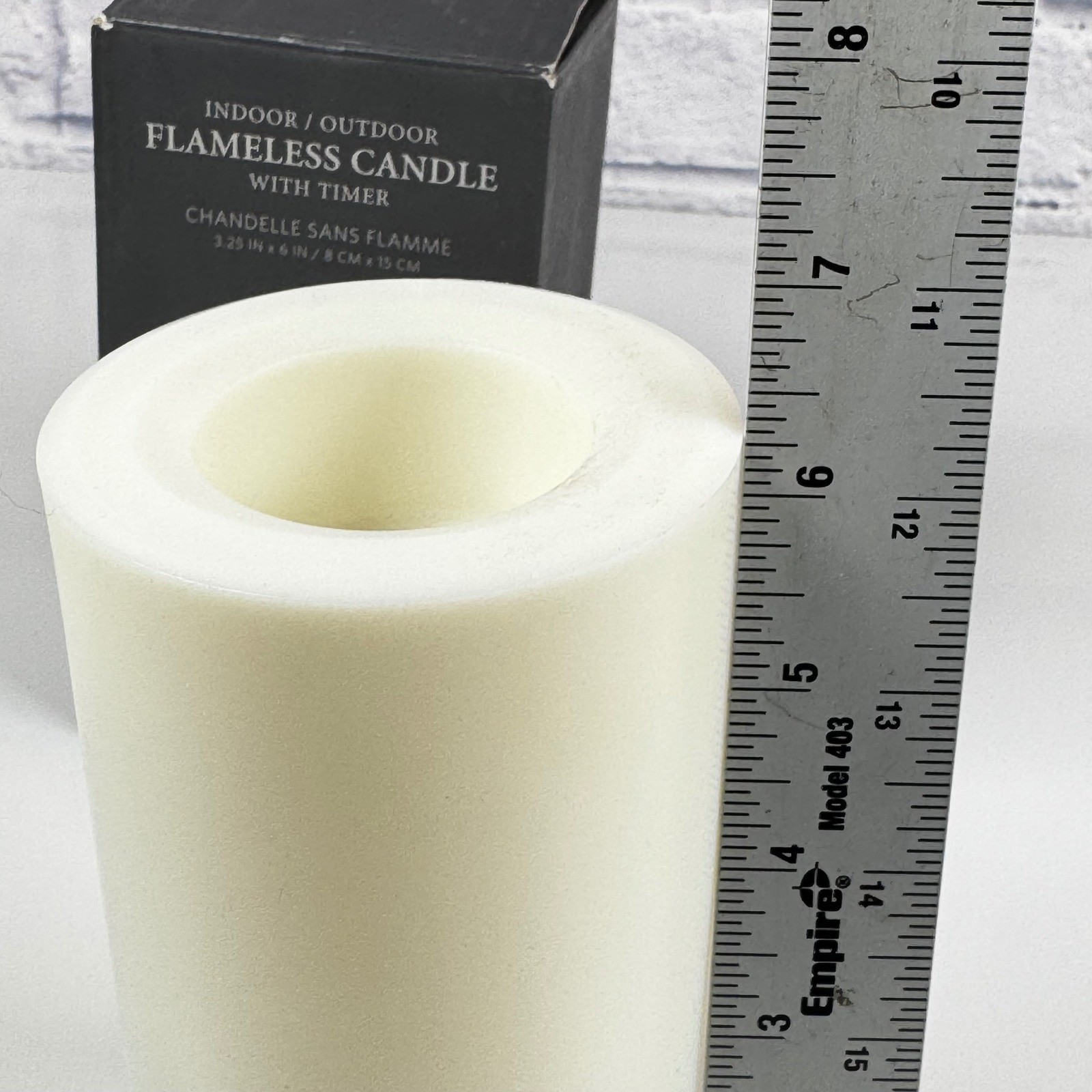 Restoration Hardware Flameless Candle Indoor Outdoor 24hr Timer 3.25×6 White Vtg
