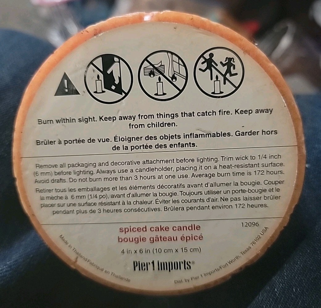 Peir 1 Imports Spiced Cake Candle 4×6 in Made in Thailand HTF 172 Hr Burn Time