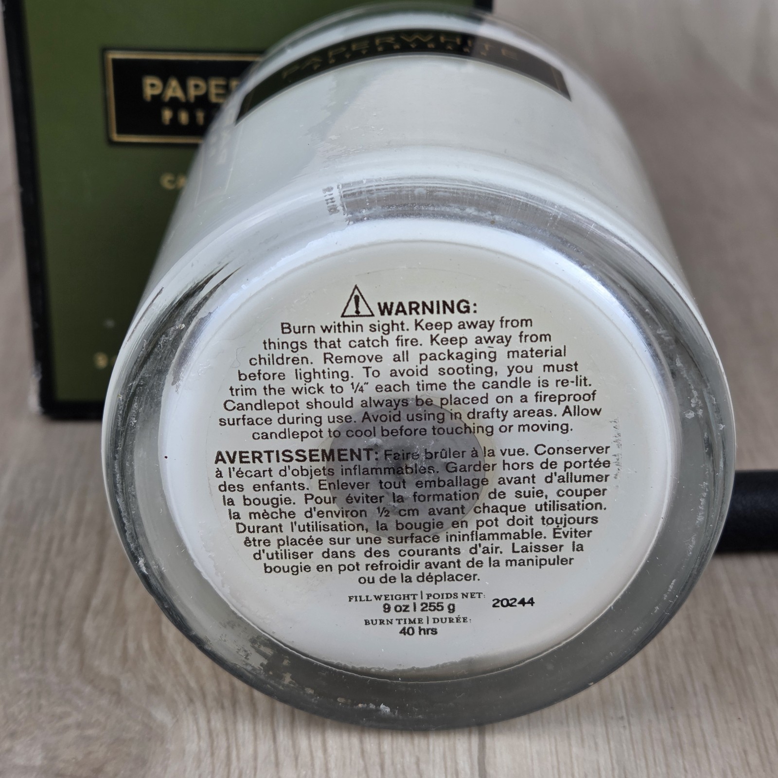 Pottery Barn Paperwhite Candle 9 Oz 40Hrs Classic Discontinued Unburned