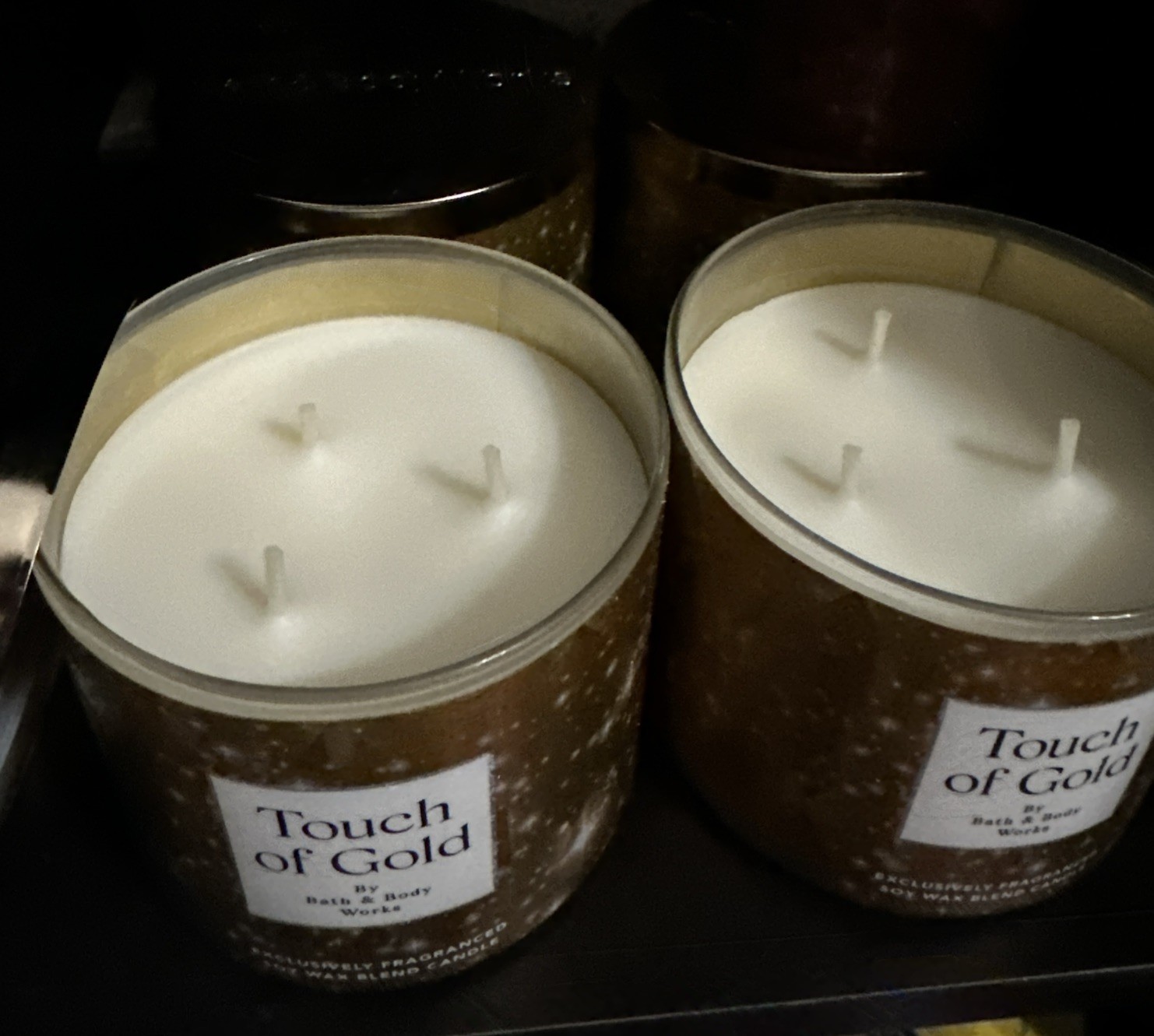 Lot of4 Bath & Body Works Touch Of Gold 3 Wicks Candle