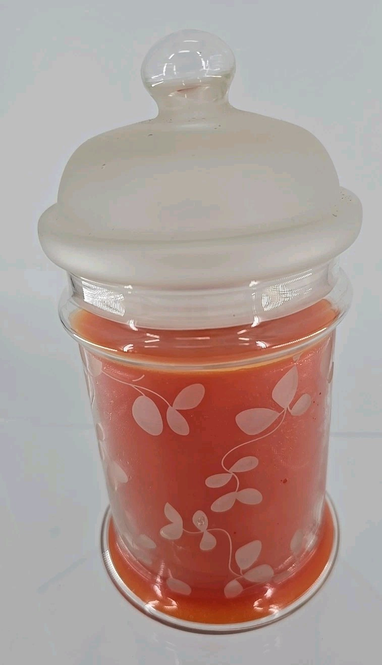 NEW! Essenza 14oz Tangy Tangerine Fragrant Candle Frosted Glass Jar And Cap