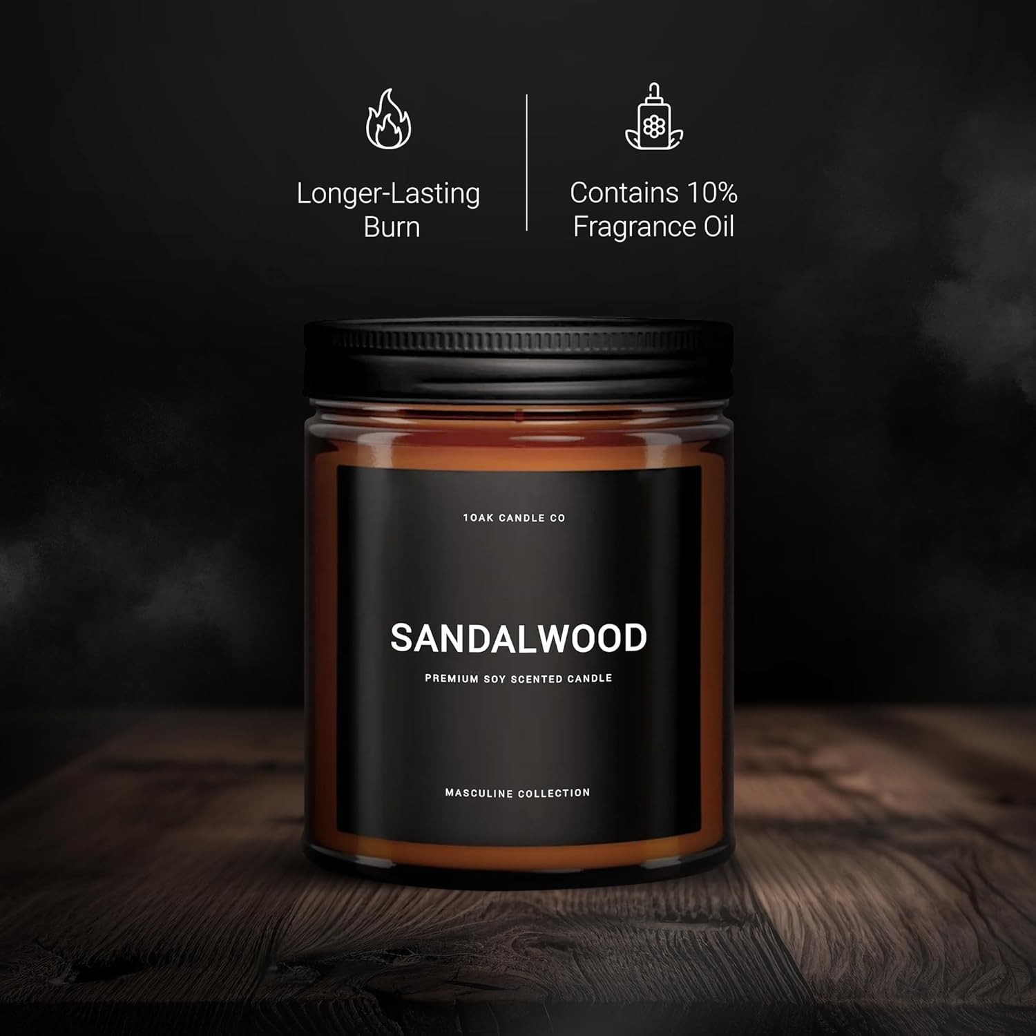 Sandalwood Scented Candle for Men Long Burning Soy Wax Masculine Home Decor
