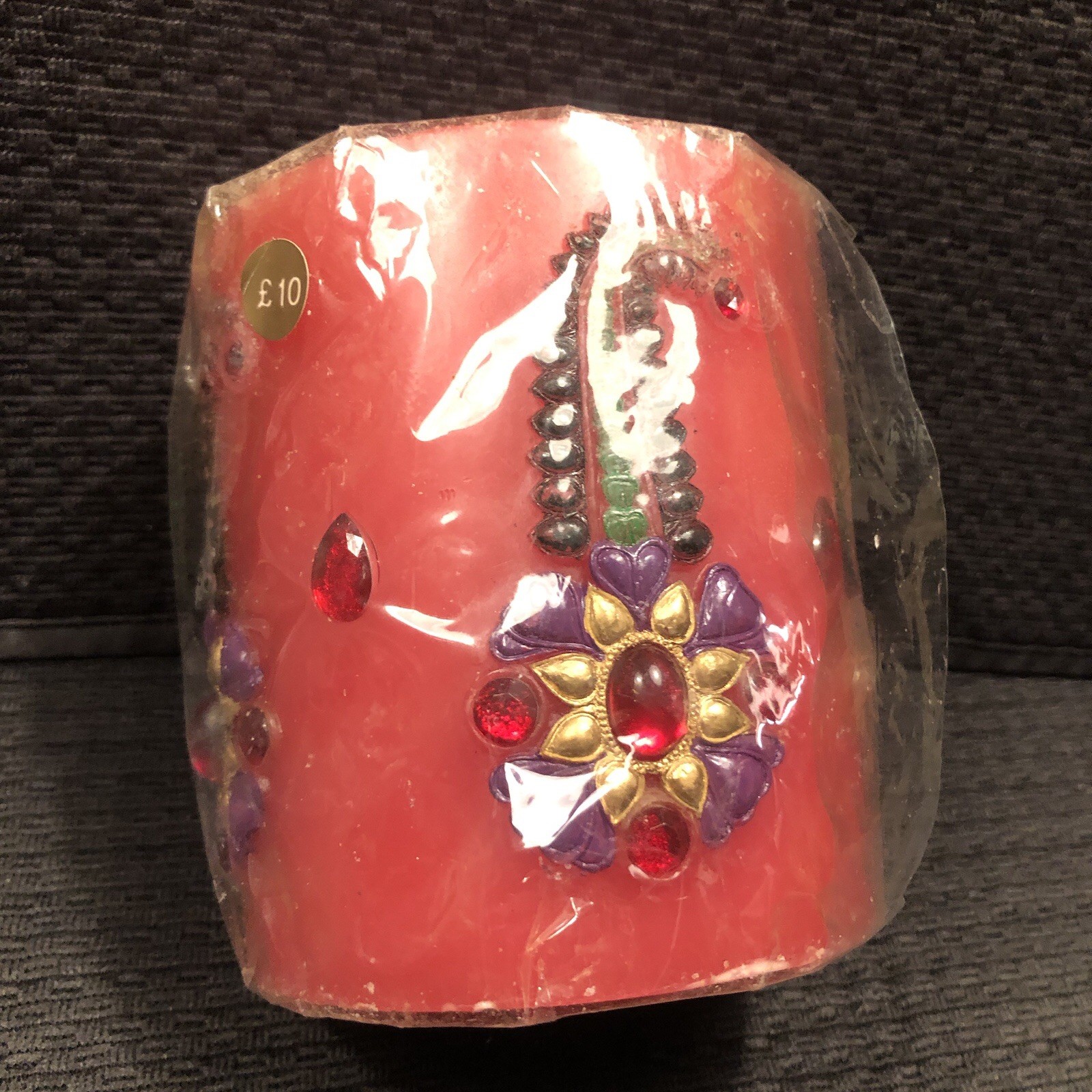 Mughal Jewel Candle Pillar Rare Opulent Vintage Decorative Bejeweled India