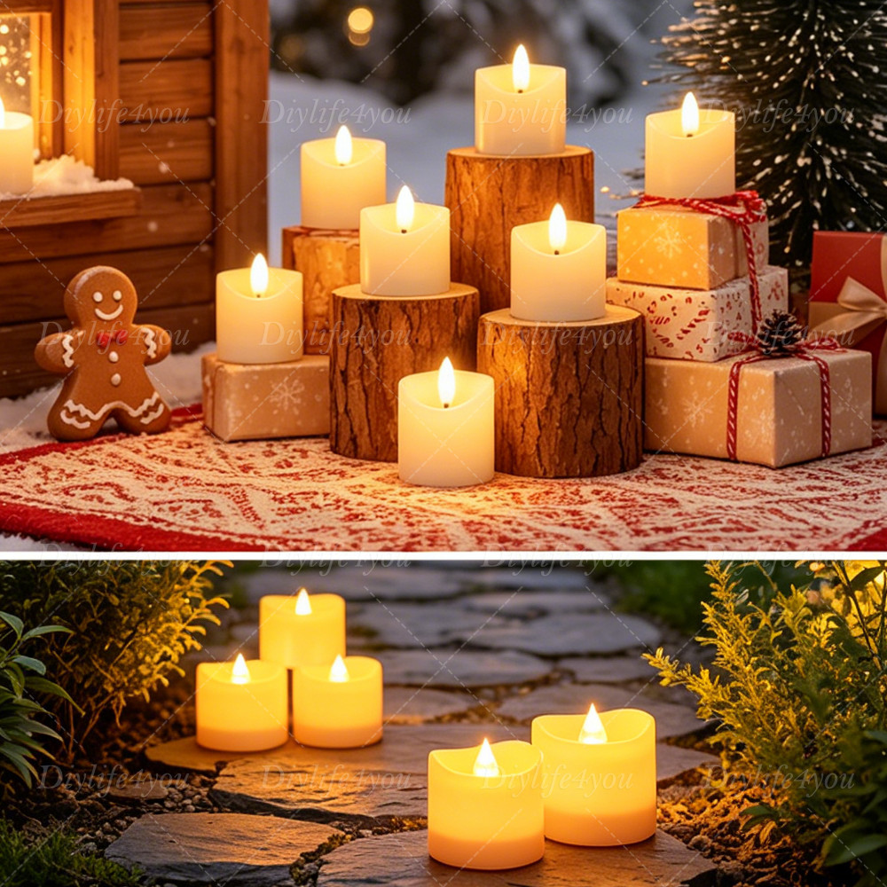 12/24PCS LED Tea Lights Flickering with Remote Candles Votive Battery Operated