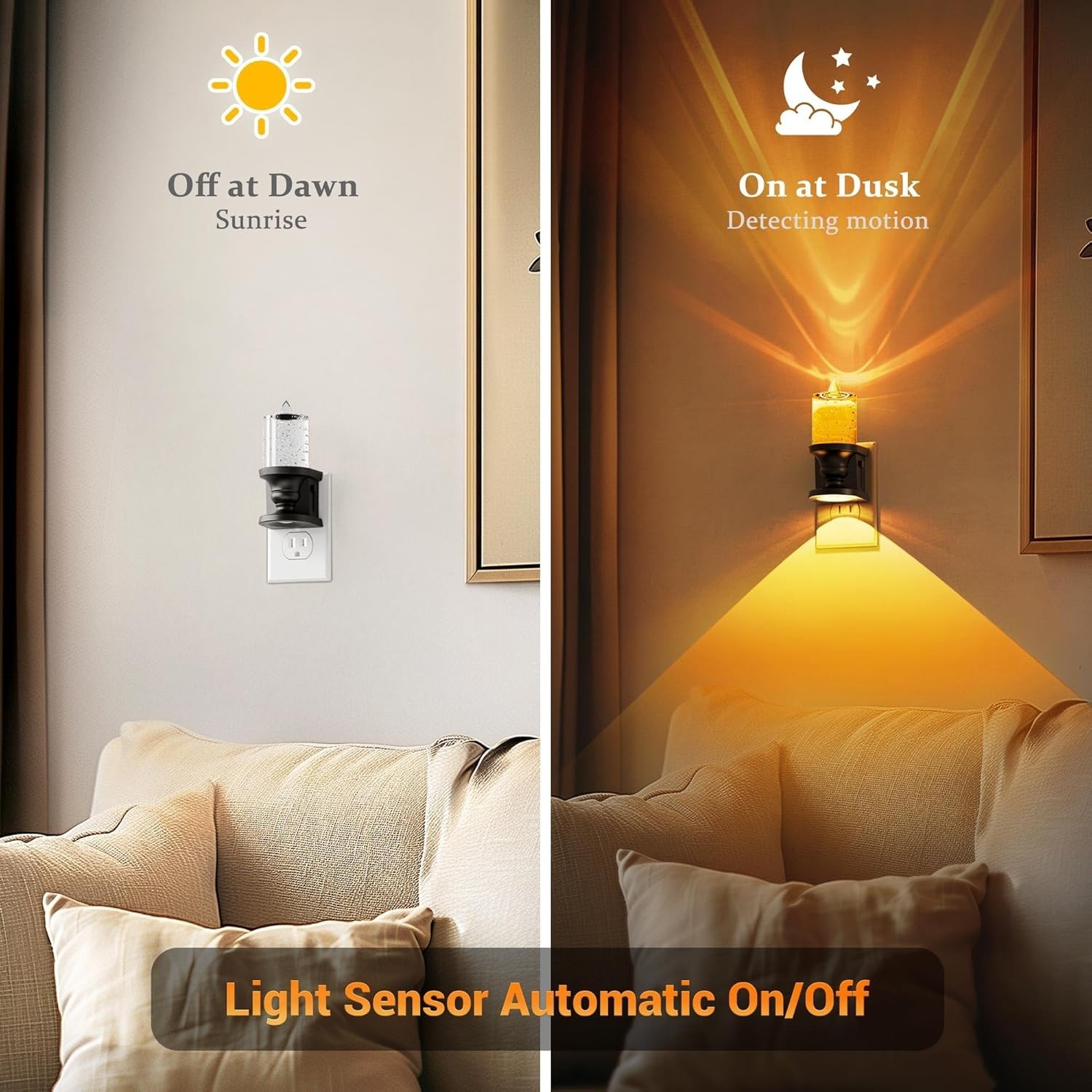 Flameless Candle Night Light Dimmable Nightlight Plug in Wall LED Candle Ligh…