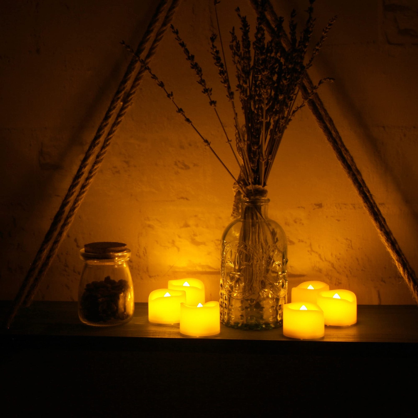 Battery Operated Flameless Tea Lights with Timer Realistic Flickering Tealigh