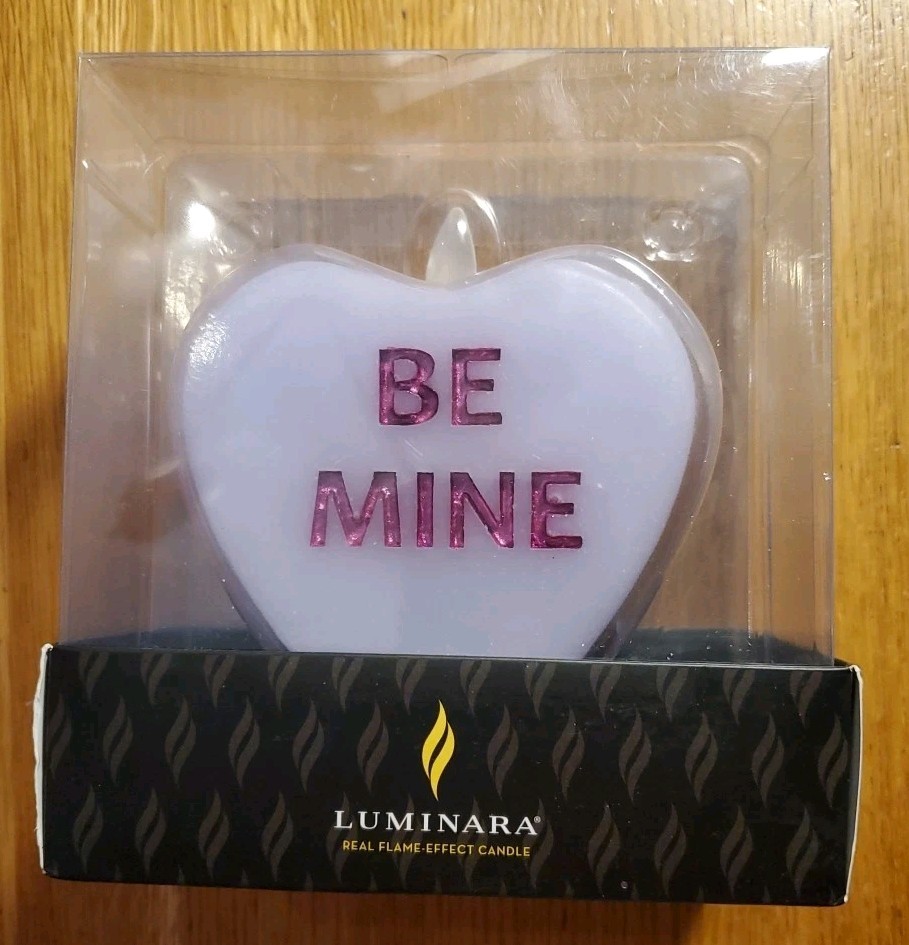 Luminara Real Flame-Effect Candle Be Mine Lavender Heart Shaped Valentine’s Day
