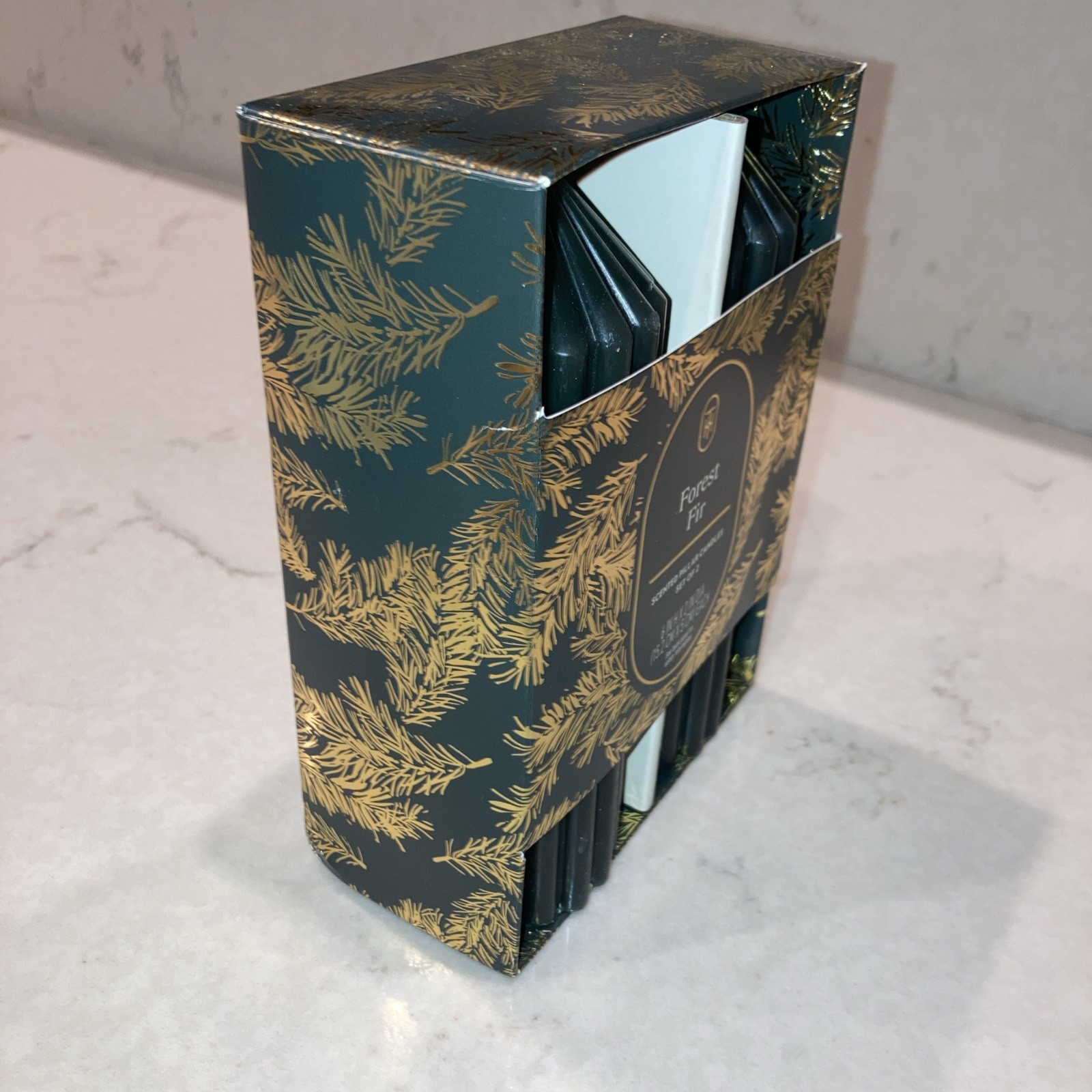THRESHOLD Forest Fir Scented Pillar Candles Set Of 2 NIB