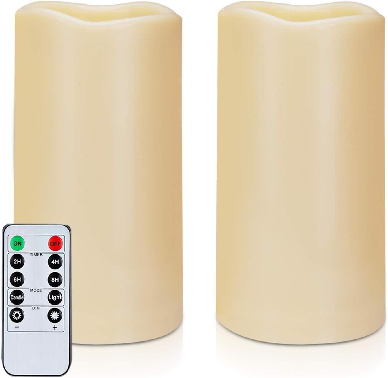 Flickering LED Pillar Candles Outdoor & Indoor Use – 2-Pack with Timer & Remote