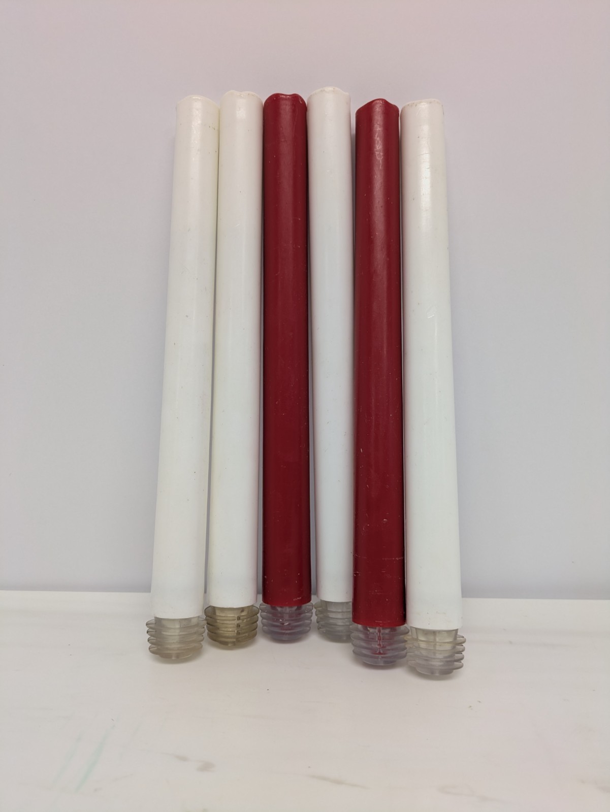 CANDLES (2) RED (4) WHITE 9 inches Tall 2 AA BATTERIES NEEDED NOT INCLUDED