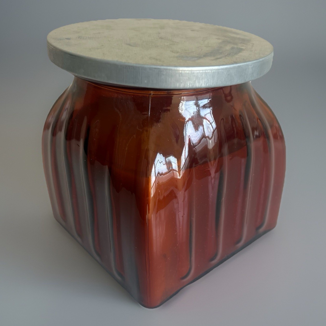 Langley Empire Candle Almond Froth 17oz Amber Fluted Glass Jar Single Wick USA