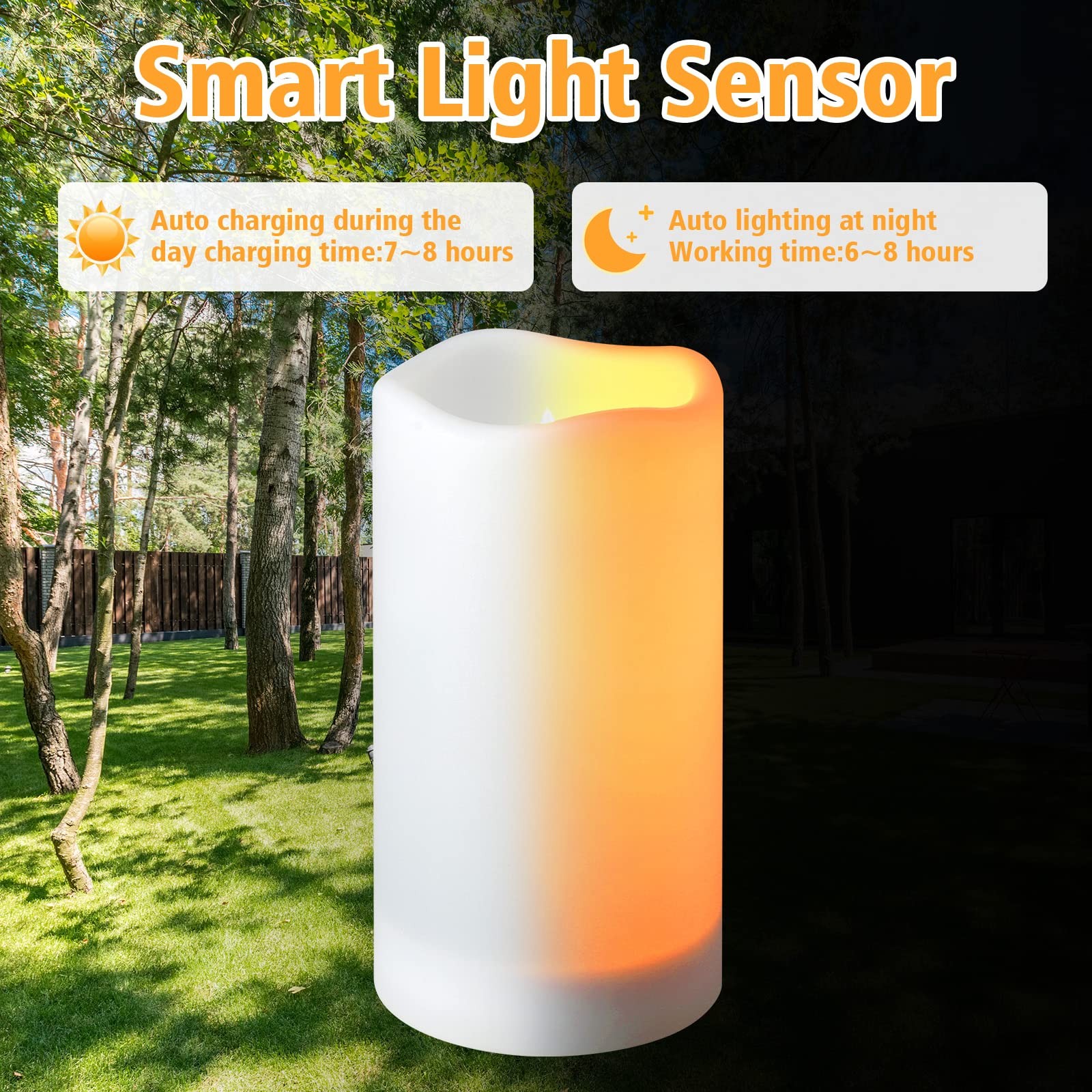 Solar flameless Candles Outdoor Waterproof,Dusk to Dawn Outdoor Lighting, Fli…