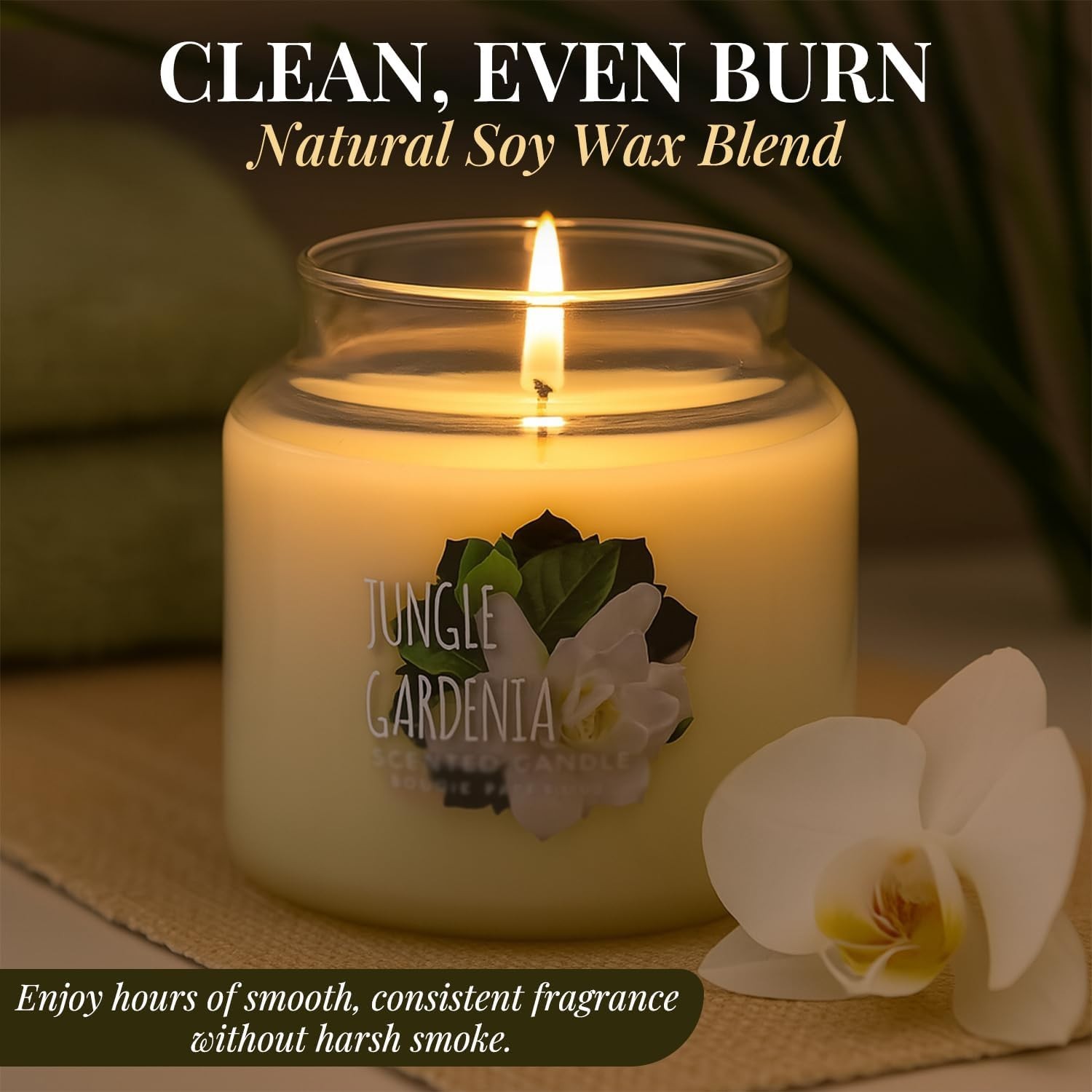 Jungle Gardenia Candle – Large 19 Oz Jar Candle with Natural Soy Blend – Gard…