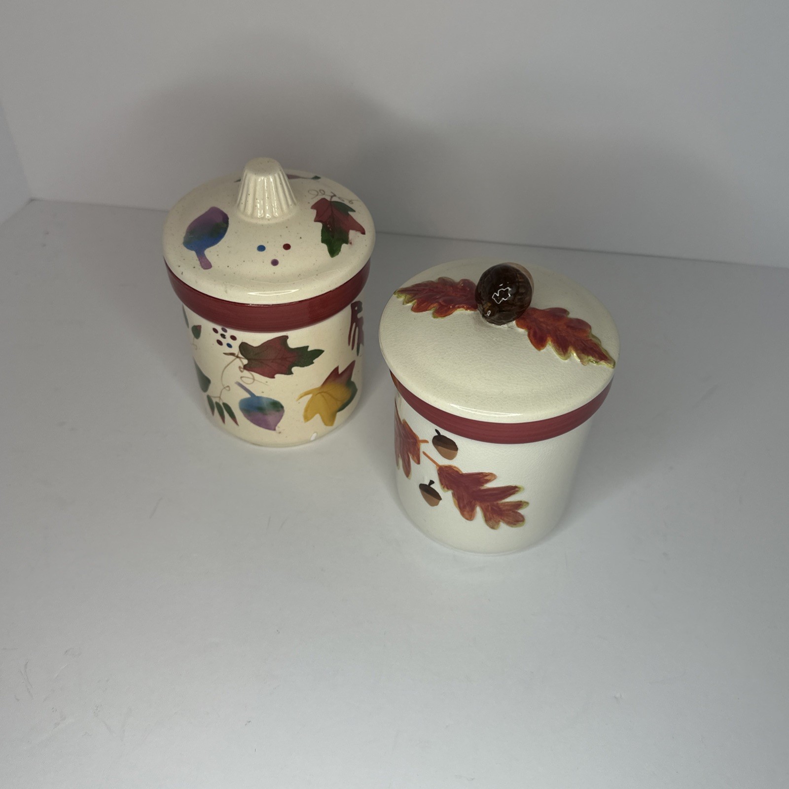 TWO HALLMARK Acorn Fall Autumn Jar Candle Scented New Leaves Maple Halloween