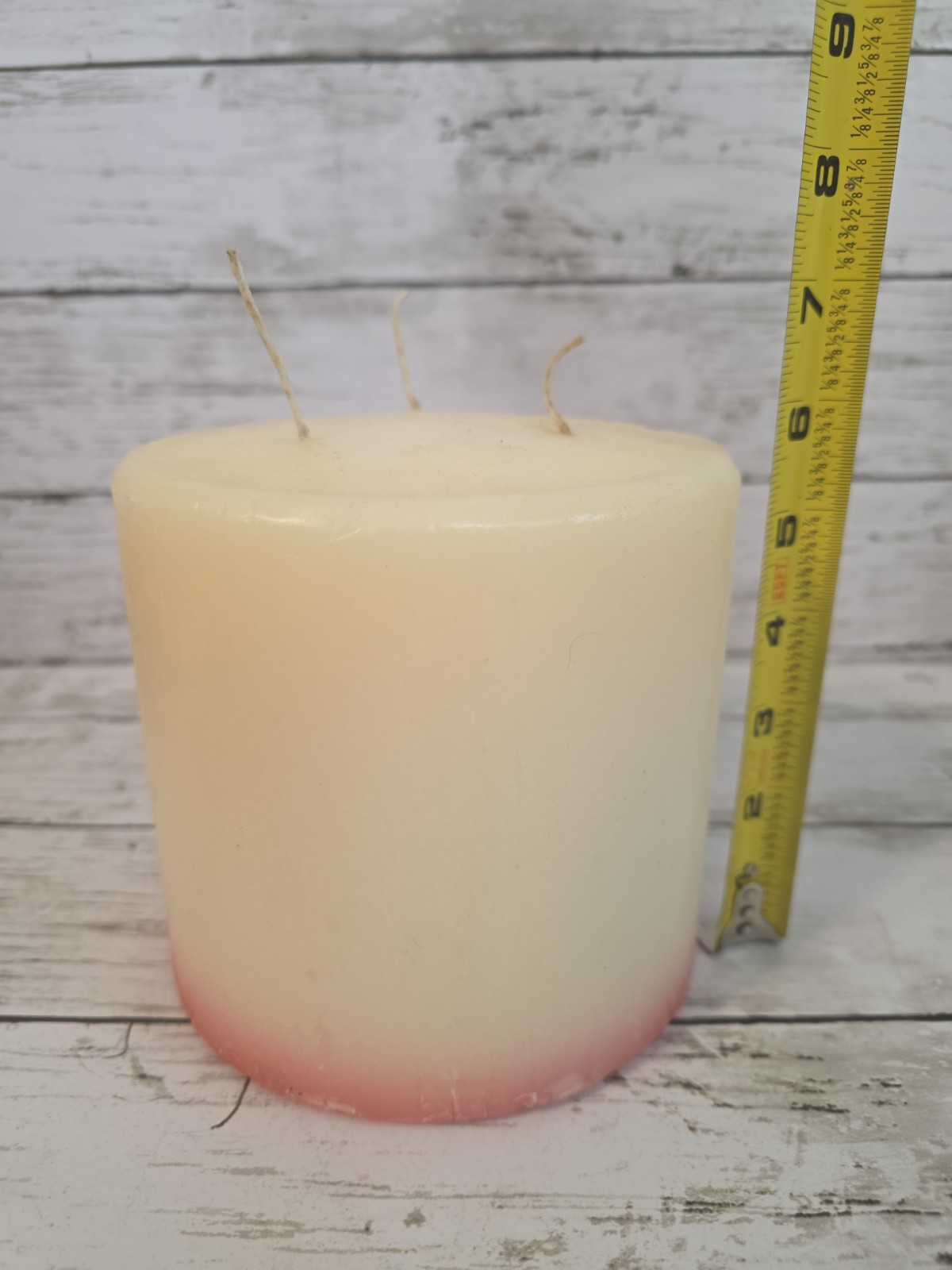 Vintage Large, Heavy 3 Wick Unscented Candle Good Condition 4.9 LBS