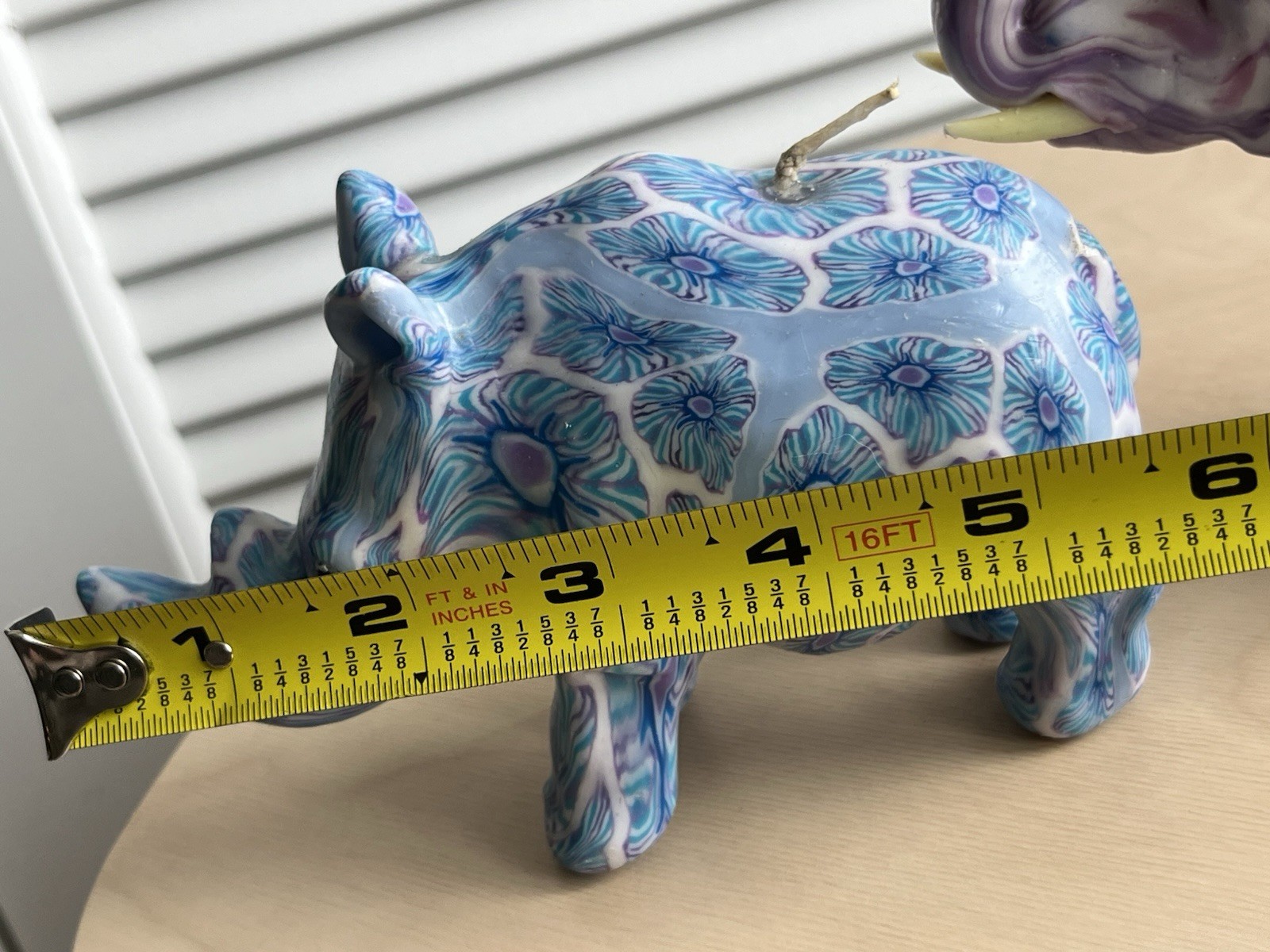 Vtg Swazi Candle Elephant Rhino Millefiori Wax Art African Animals Lot Of 2