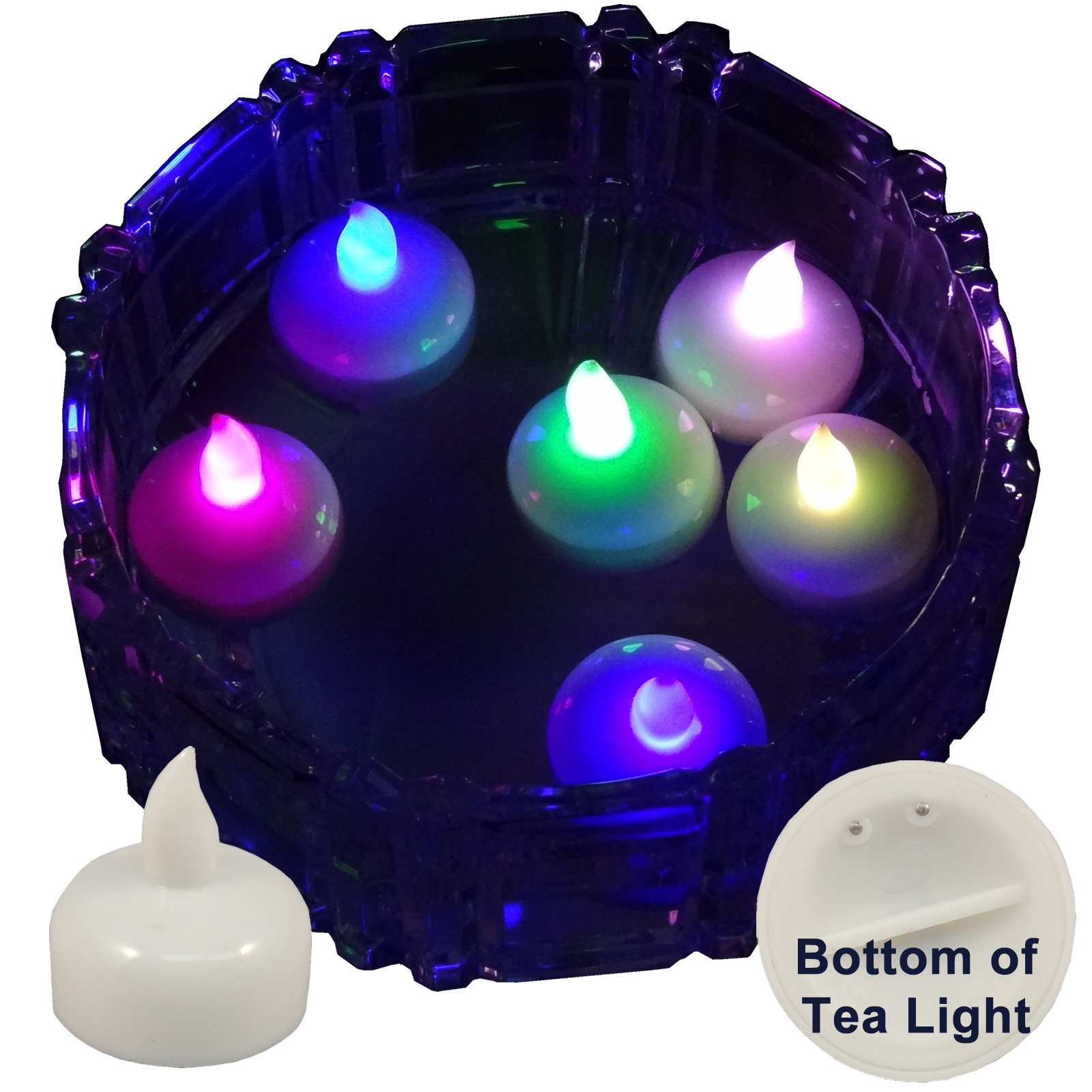 6 Multi-color Led Floating Floral Tea Light Candle for Wedding Centerpiece Decor