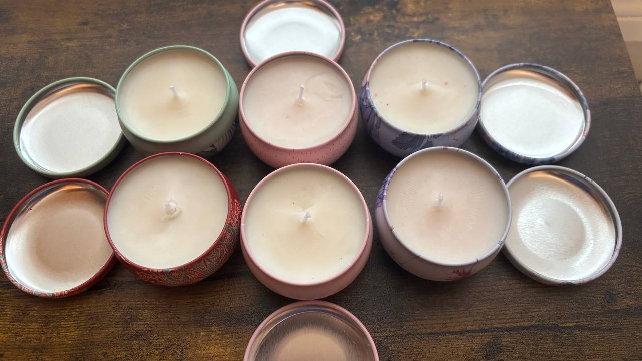 Handmade Soy Wax Candles – Set of 6 in Decorative Tins, Organic and Eco-Friendly