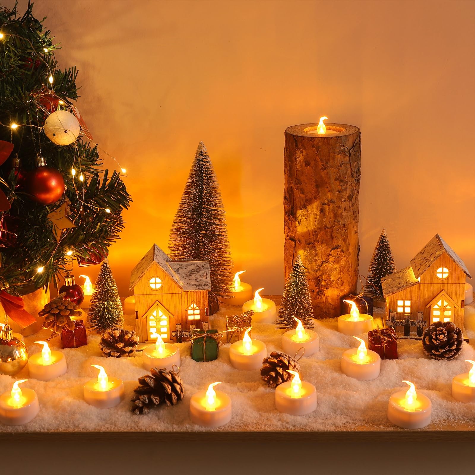 12 PCS CR2450 Battery Flickering Flameless Tea Light Candles Yellow Votives