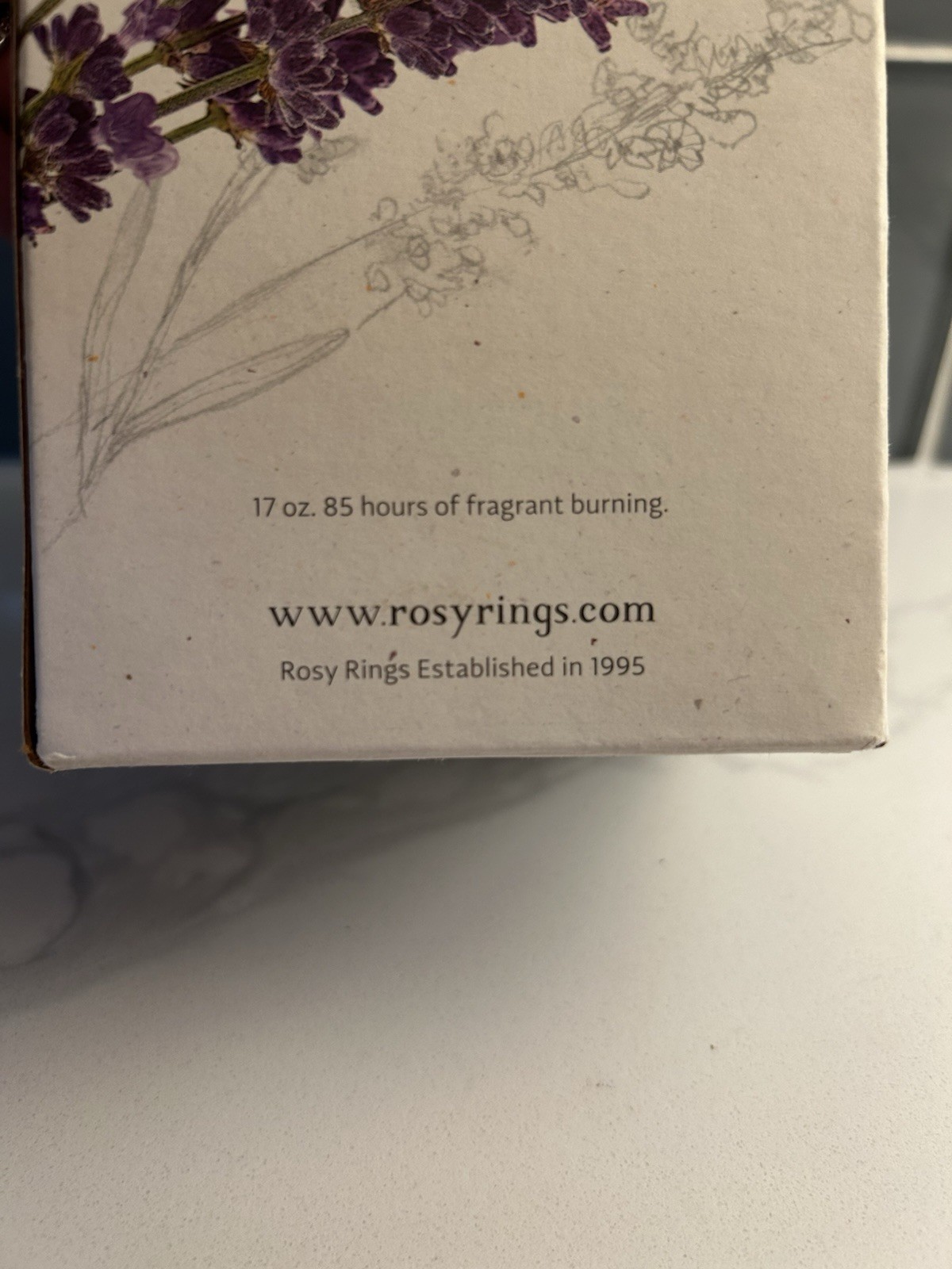 Rosy Rings Roman Lavender Botanical Glass 17oz Candle 85 Hour Burn Time