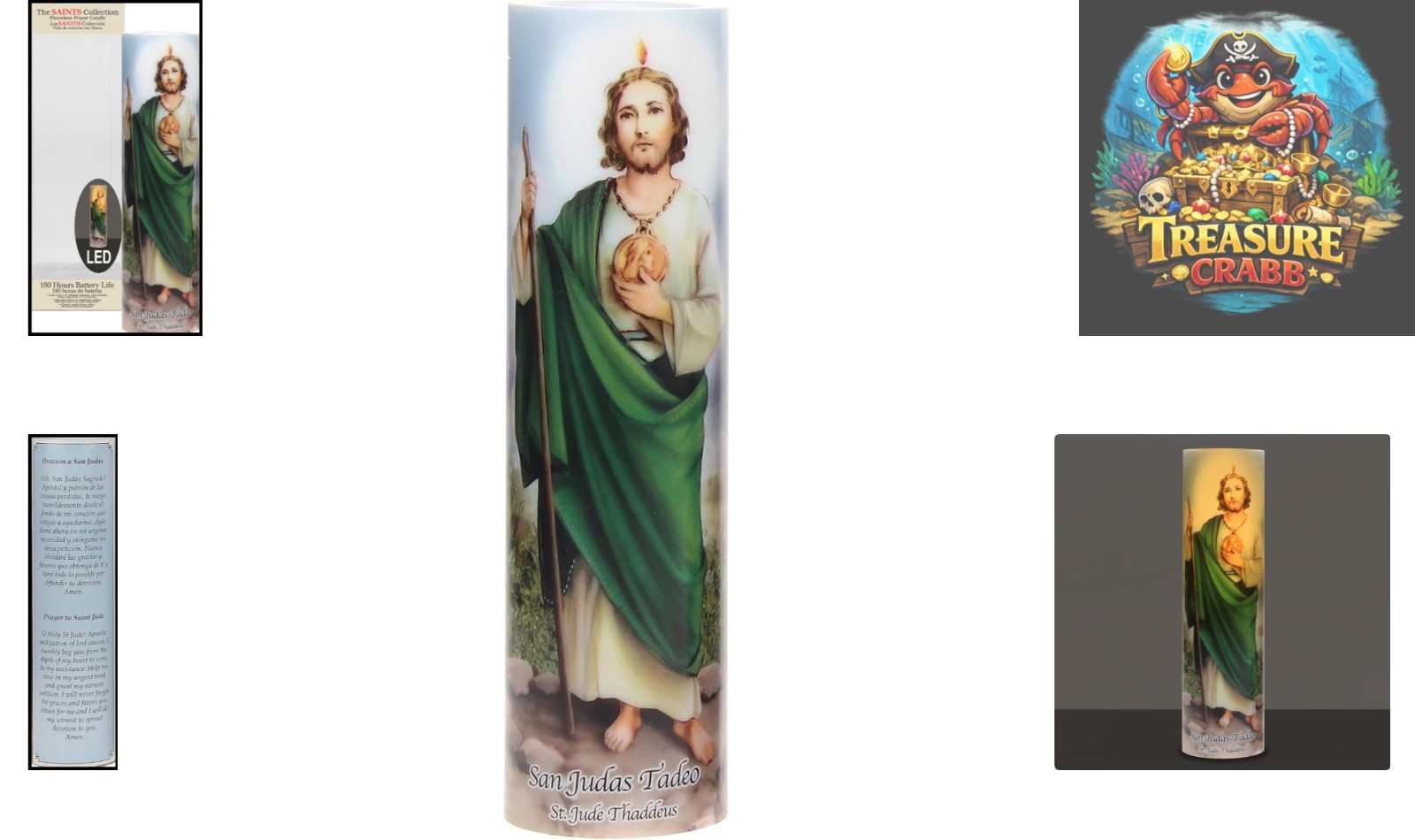 St. Jude Prayer Candle with Flickering LED & Cordless Design for Elegant Decor