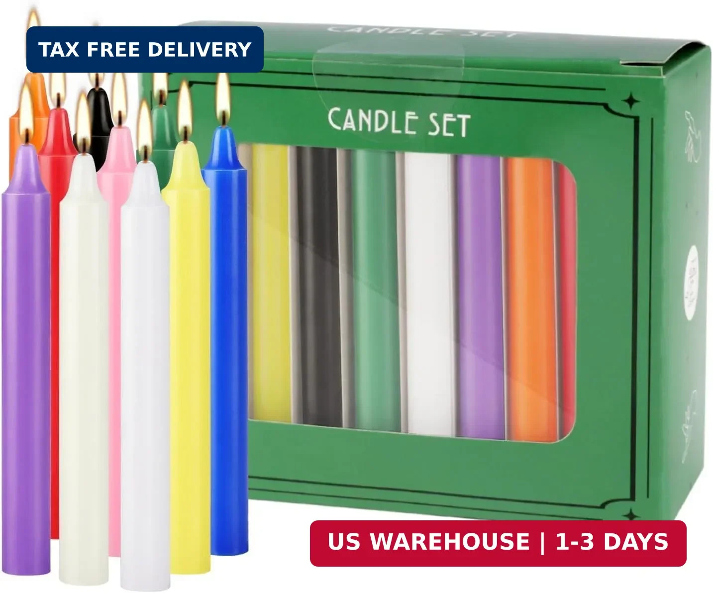 40 Pack Assorted Color Spell Chime Candles, 4 Inch Mini Taper Candles for Home D