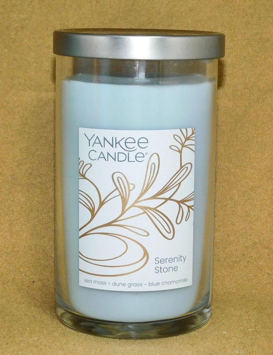 YANKEE CANDLE Serenity Stone 14.25 oz Candle Sea Moss Dune Grass Blue Chamomile