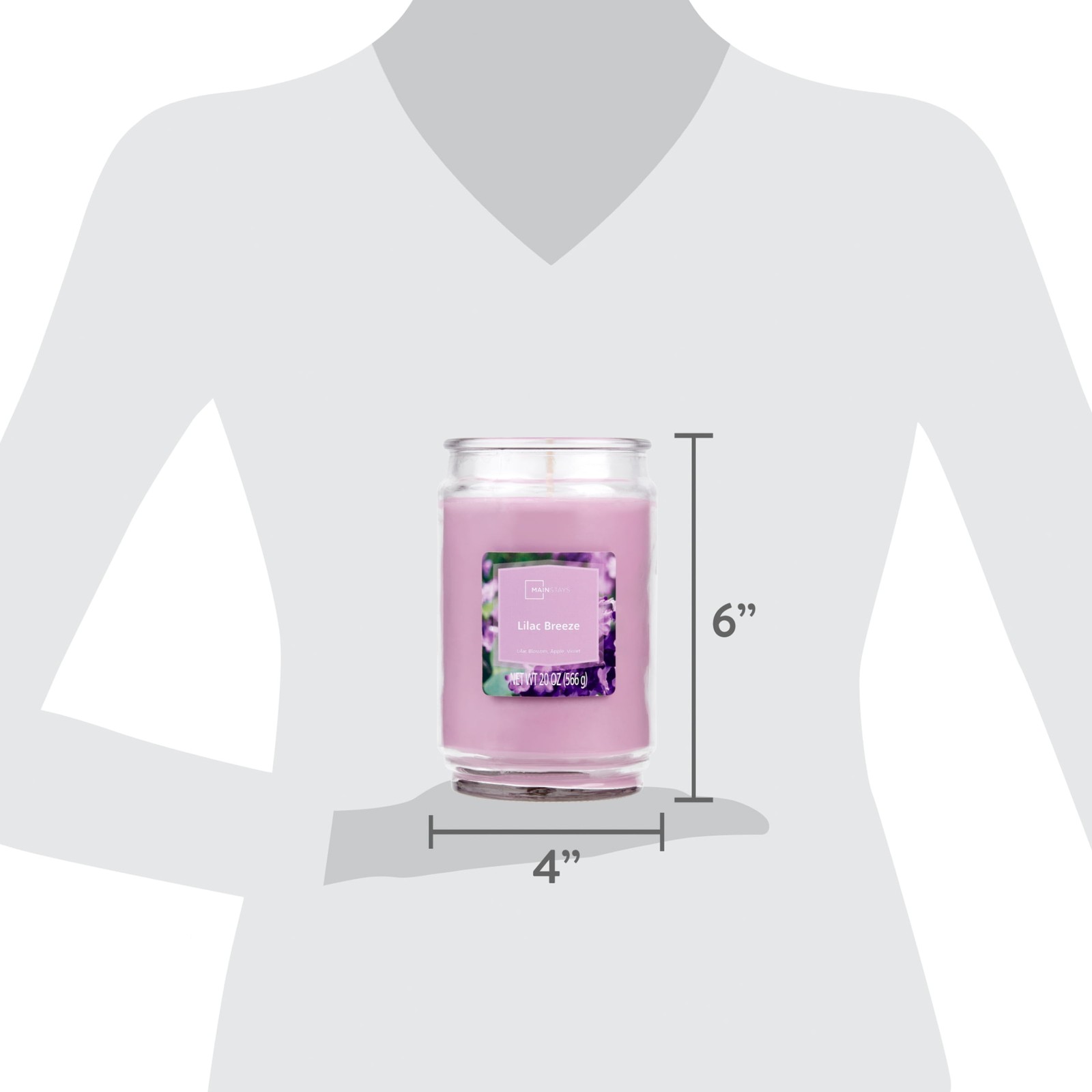 2 Pack Mainstays Lilac Breeze Candle, Single-Wick Large Glass Jar 20oz