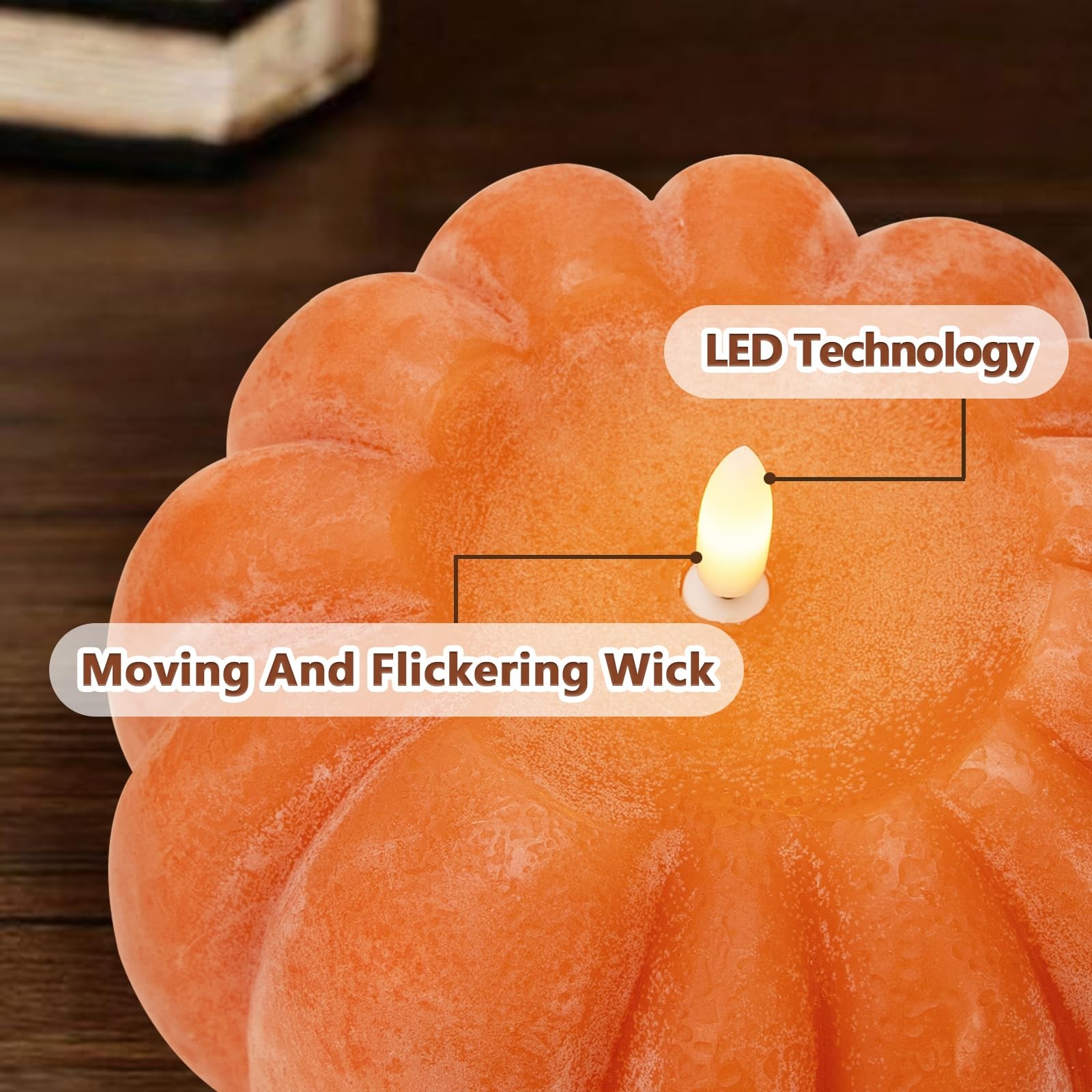Fall Decorations for Home – Fall Decor – Flickering Flameless Wax Pumpkin LED…