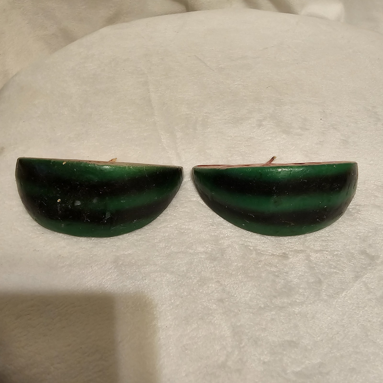 Set Of 2 Watermelon Shaped Wax Candles Farmhouse Summer Kitchen